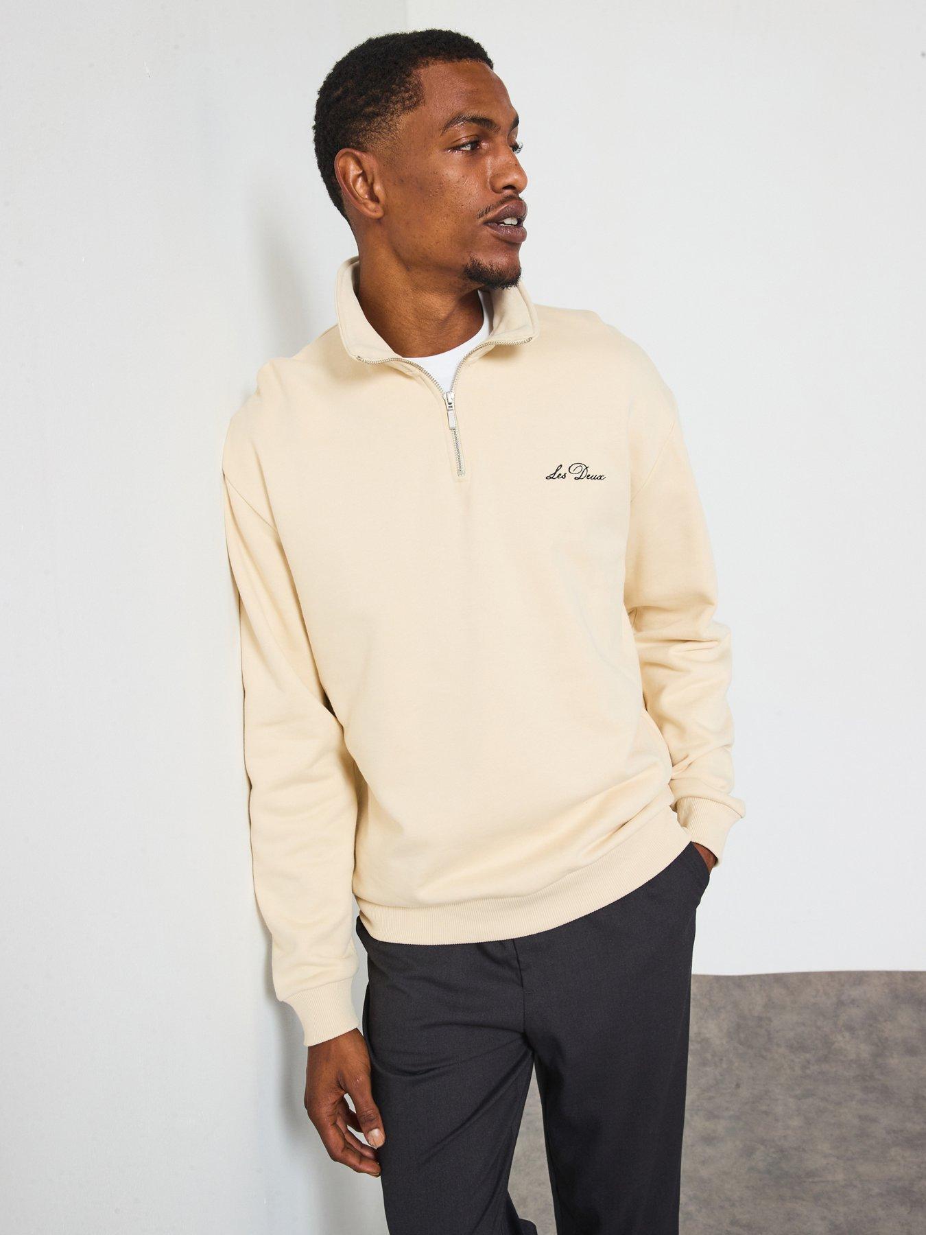 Les Deux Crew Half Zip Sweat - Light Beige