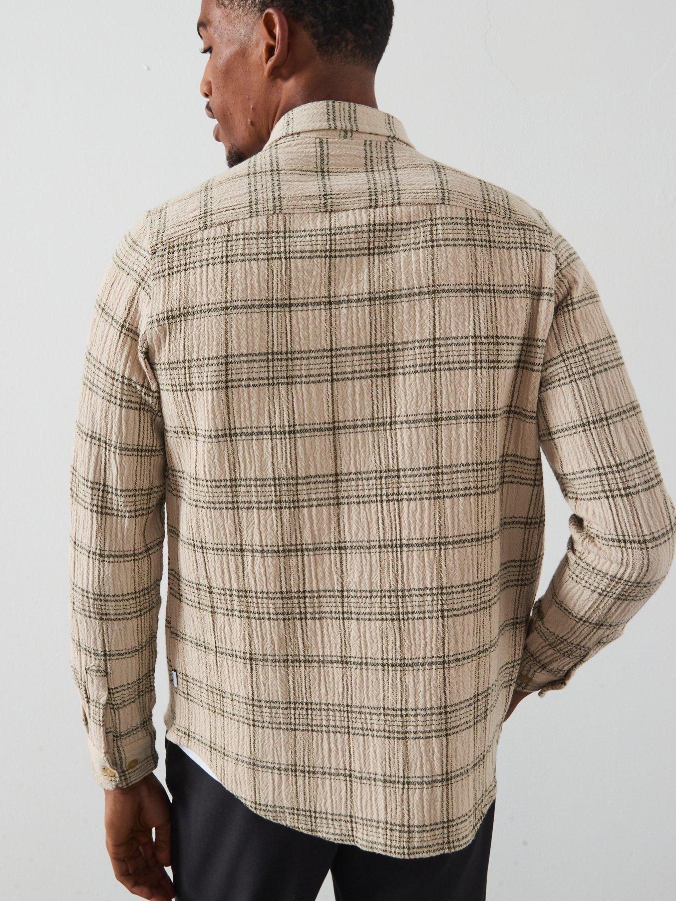 Image 2 of 6 of Les Deux Kash Textured Check Overshirt - Light Beige