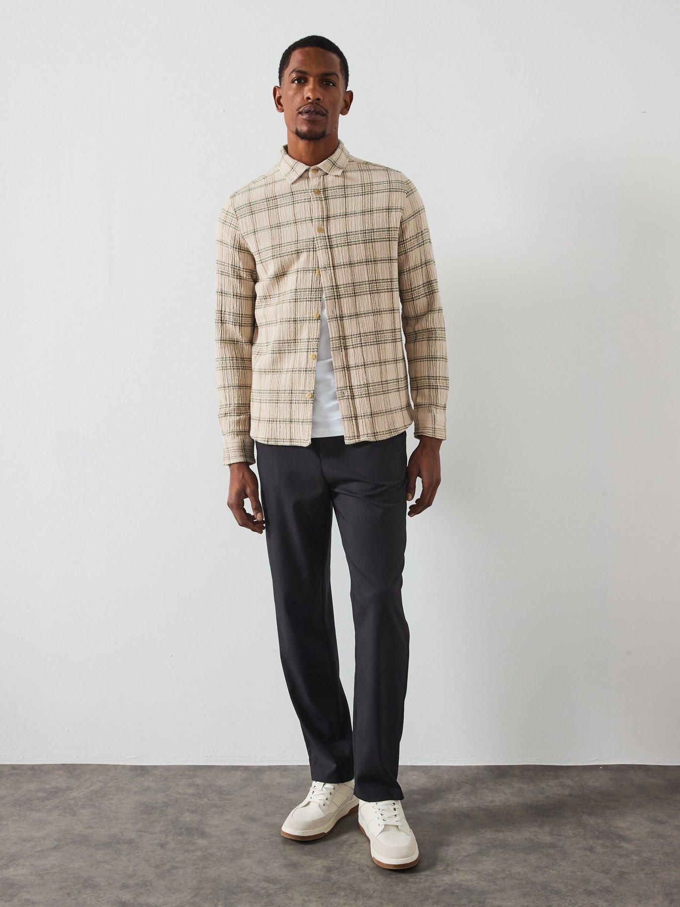 Image 3 of 6 of Les Deux Kash Textured Check Overshirt - Light Beige