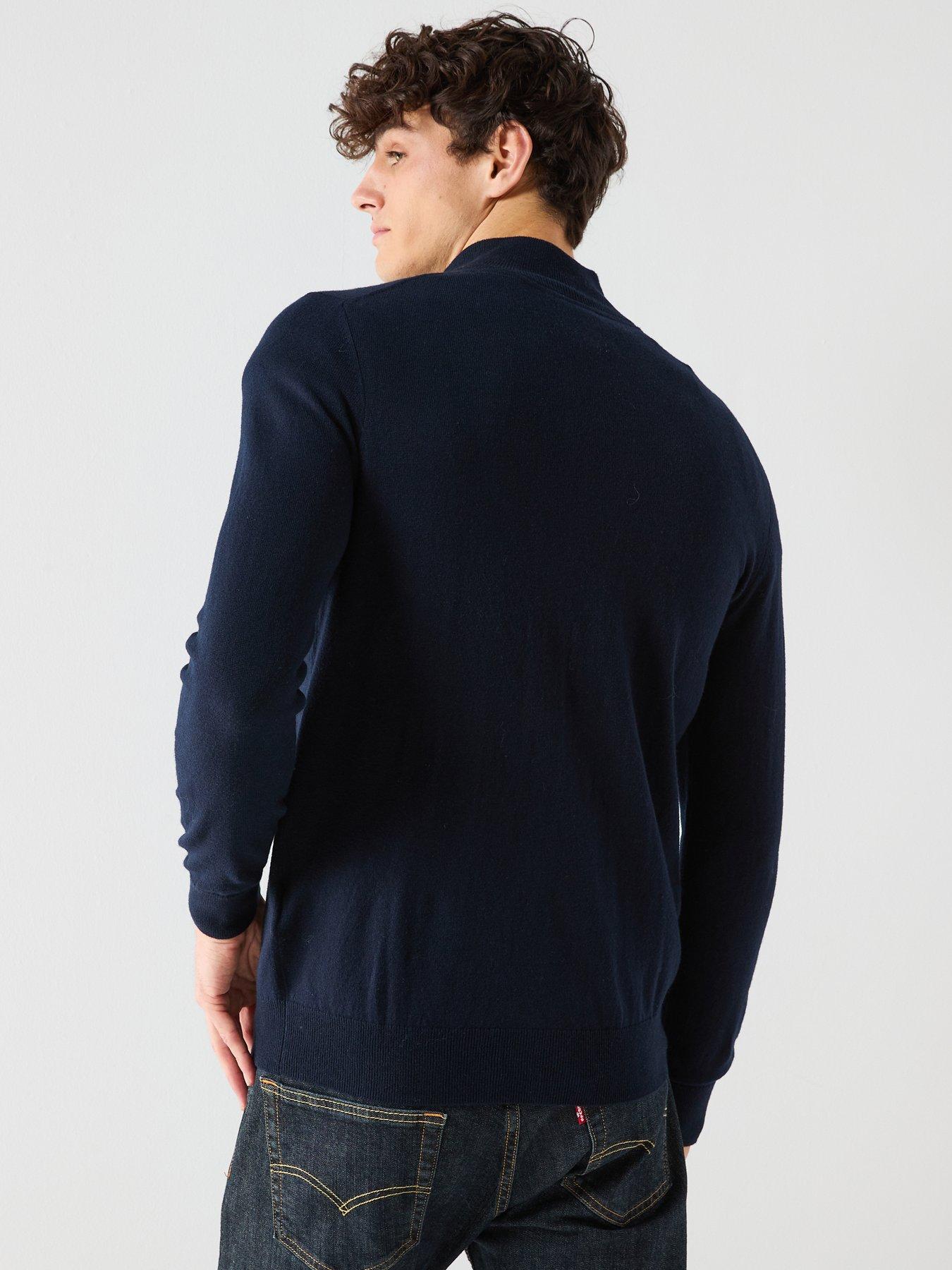 lyle-scott-cotton-merino-quarter-zip-jumper--navystillFront