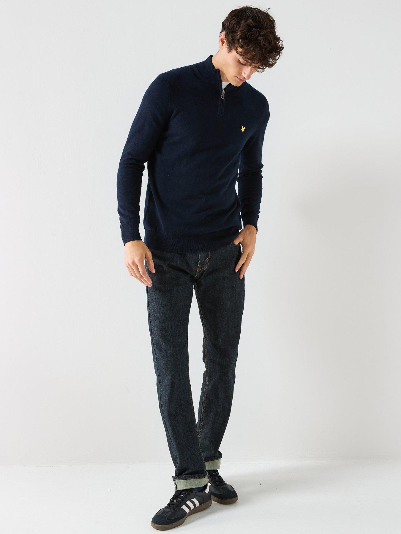 lyle-scott-cotton-merino-quarter-zip-jumper--navyback
