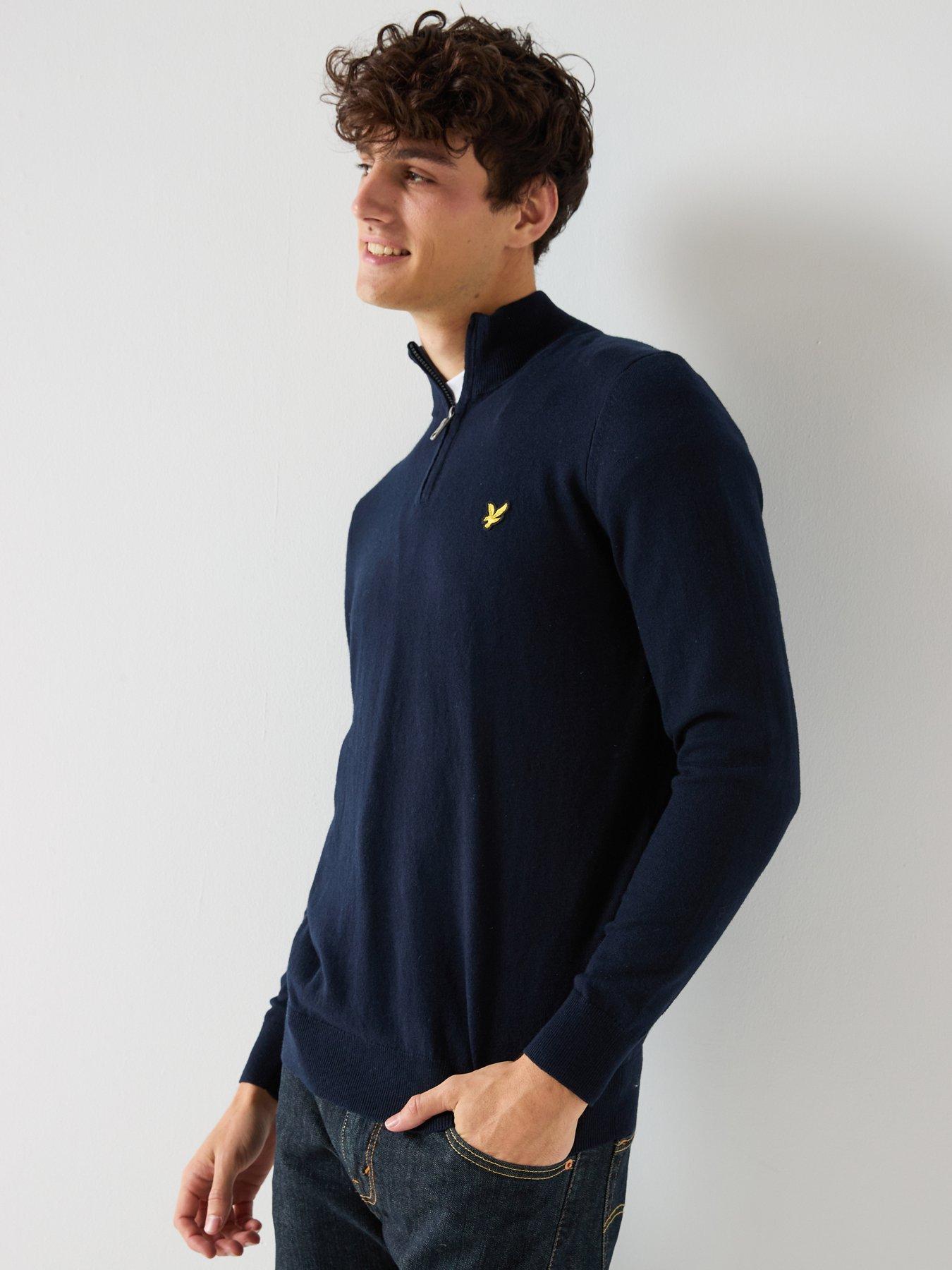 lyle-scott-cotton-merino-quarter-zip-jumper--navydetail