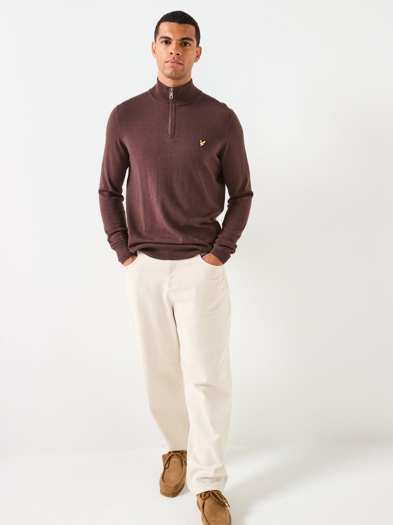 lyle-scott-cotton-merino-quarter-zip-jumper--brownback
