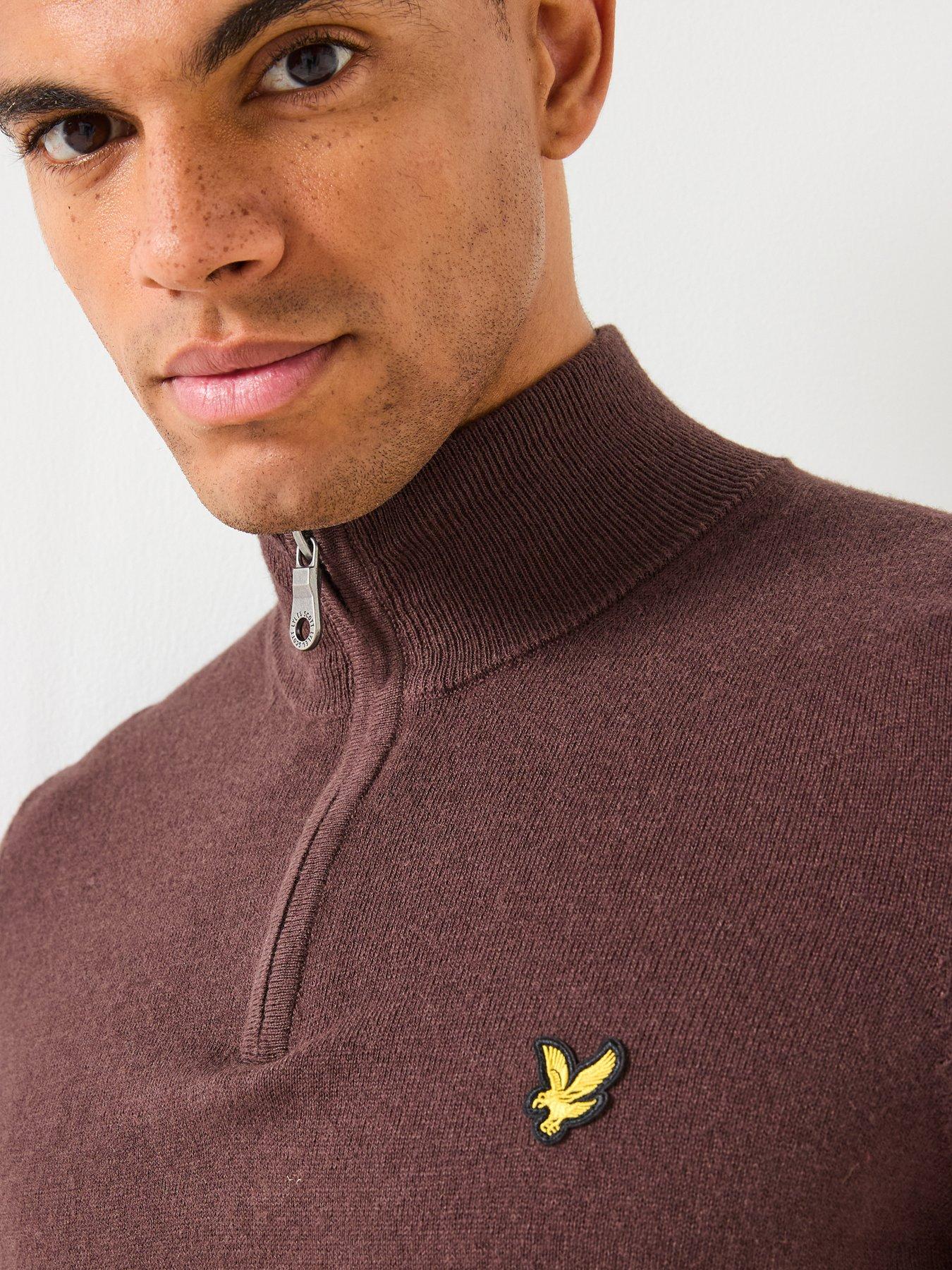 lyle-scott-cotton-merino-quarter-zip-jumper--brownoutfit