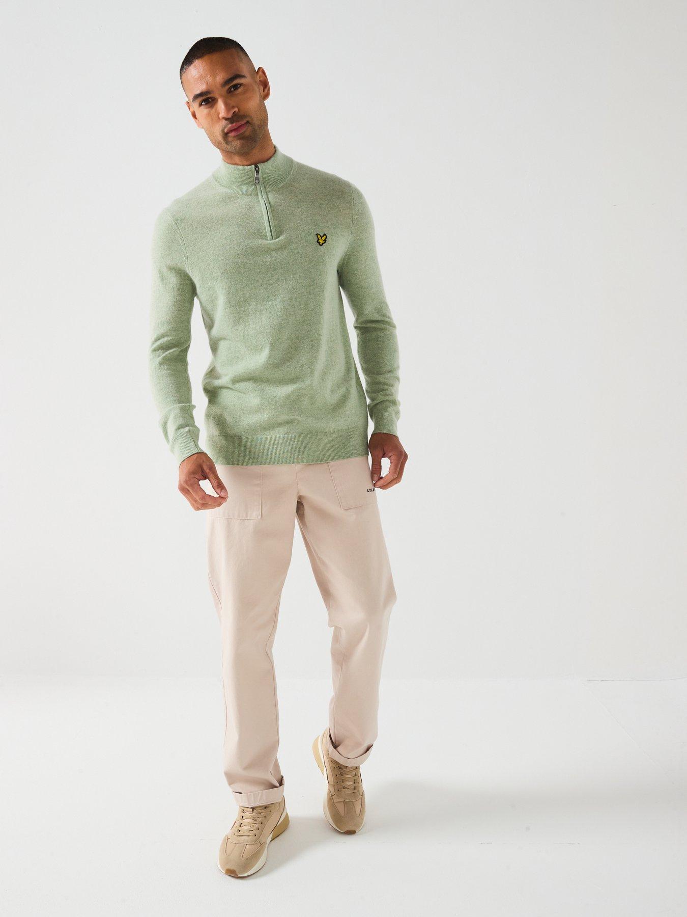 Image 3 of 6 of Lyle & Scott Lambswool Blend Quarter Zip Jumper- Green