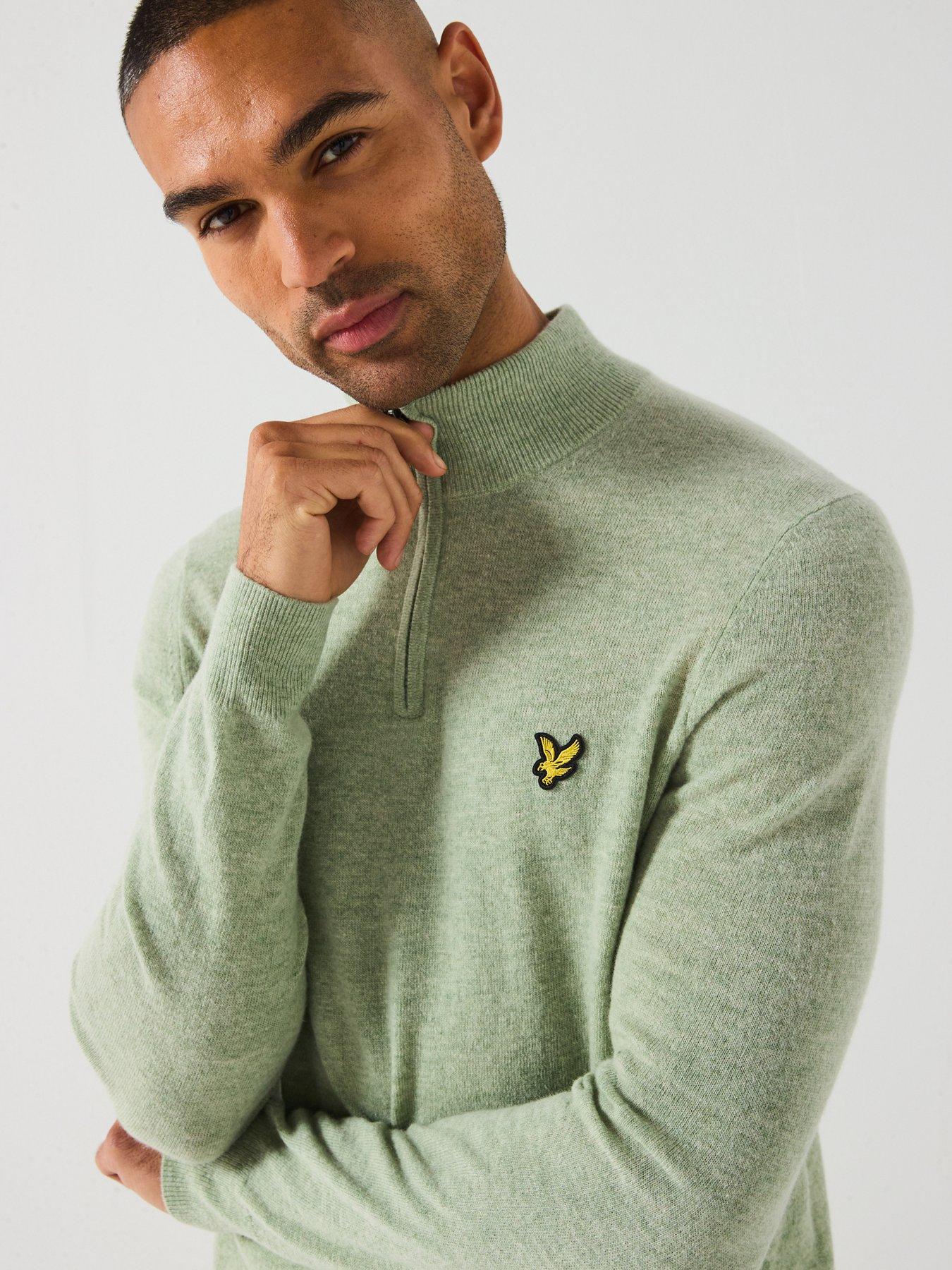 Image 4 of 6 of Lyle & Scott Lambswool Blend Quarter Zip Jumper- Green