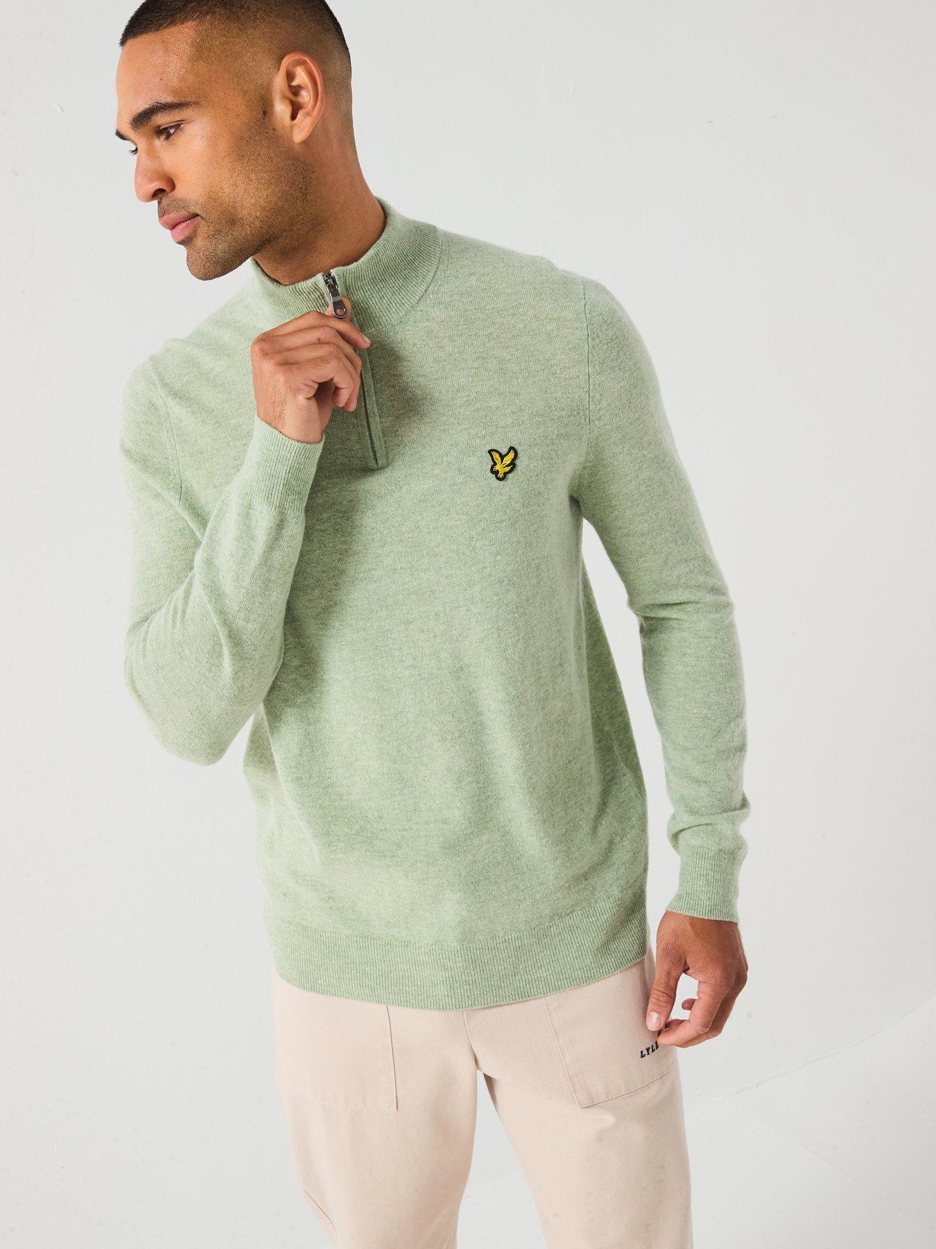 Image 5 of 6 of Lyle & Scott Lambswool Blend Quarter Zip Jumper- Green