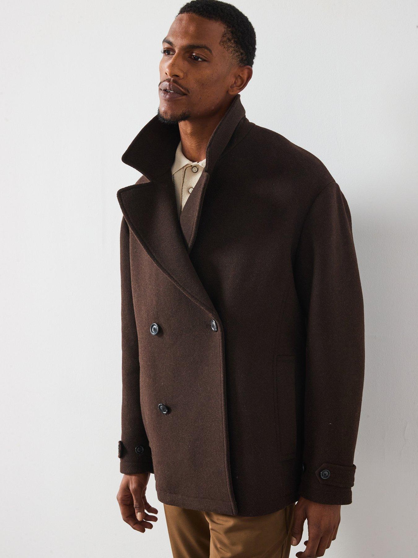 Les Deux Mckee Solid Wool Peacoat - Brown