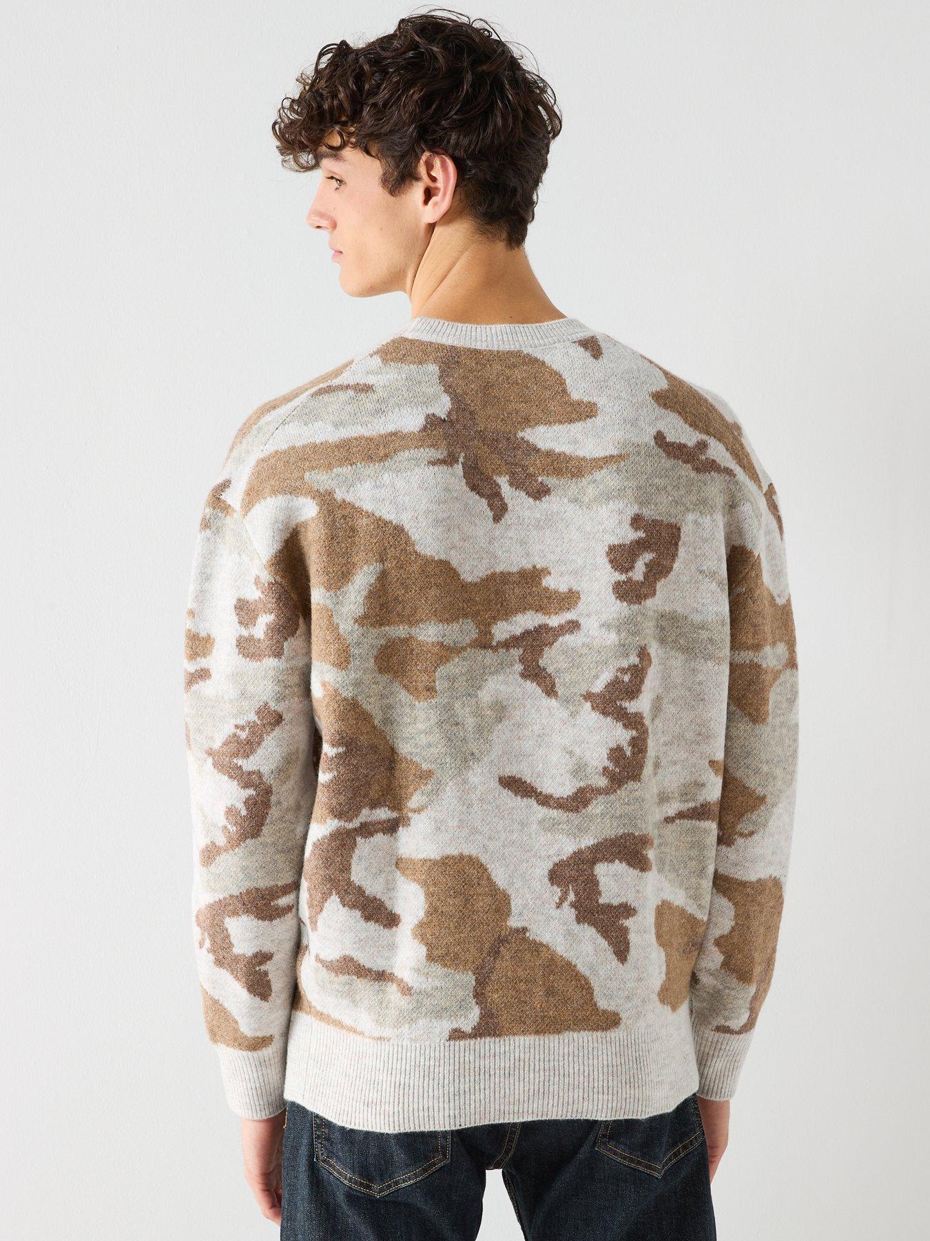 Image 2 of 6 of Lyle & Scott Brushed Camouflage Crew Neck Jumper - Brown