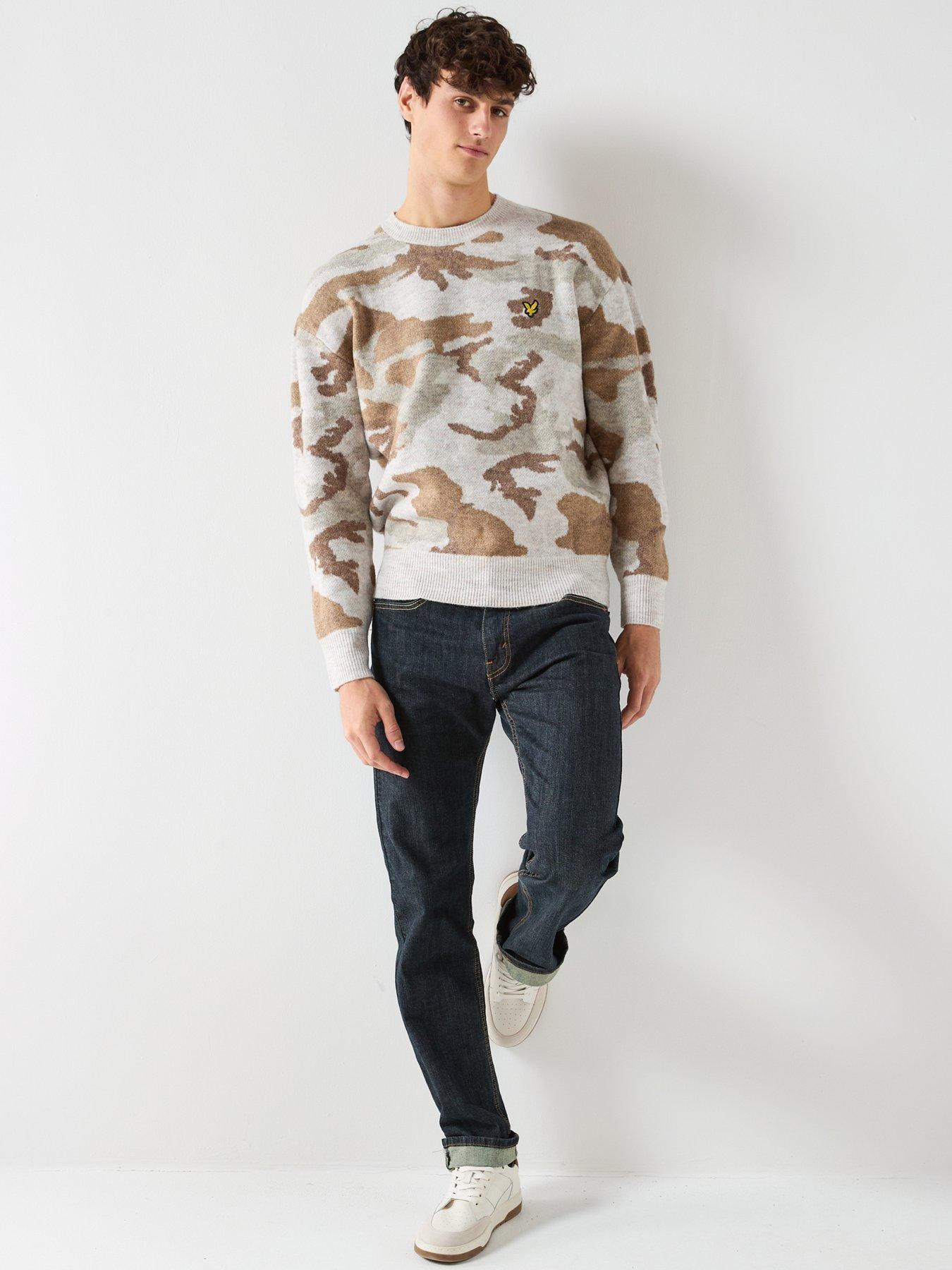 Image 3 of 6 of Lyle & Scott Brushed Camouflage Crew Neck Jumper - Brown