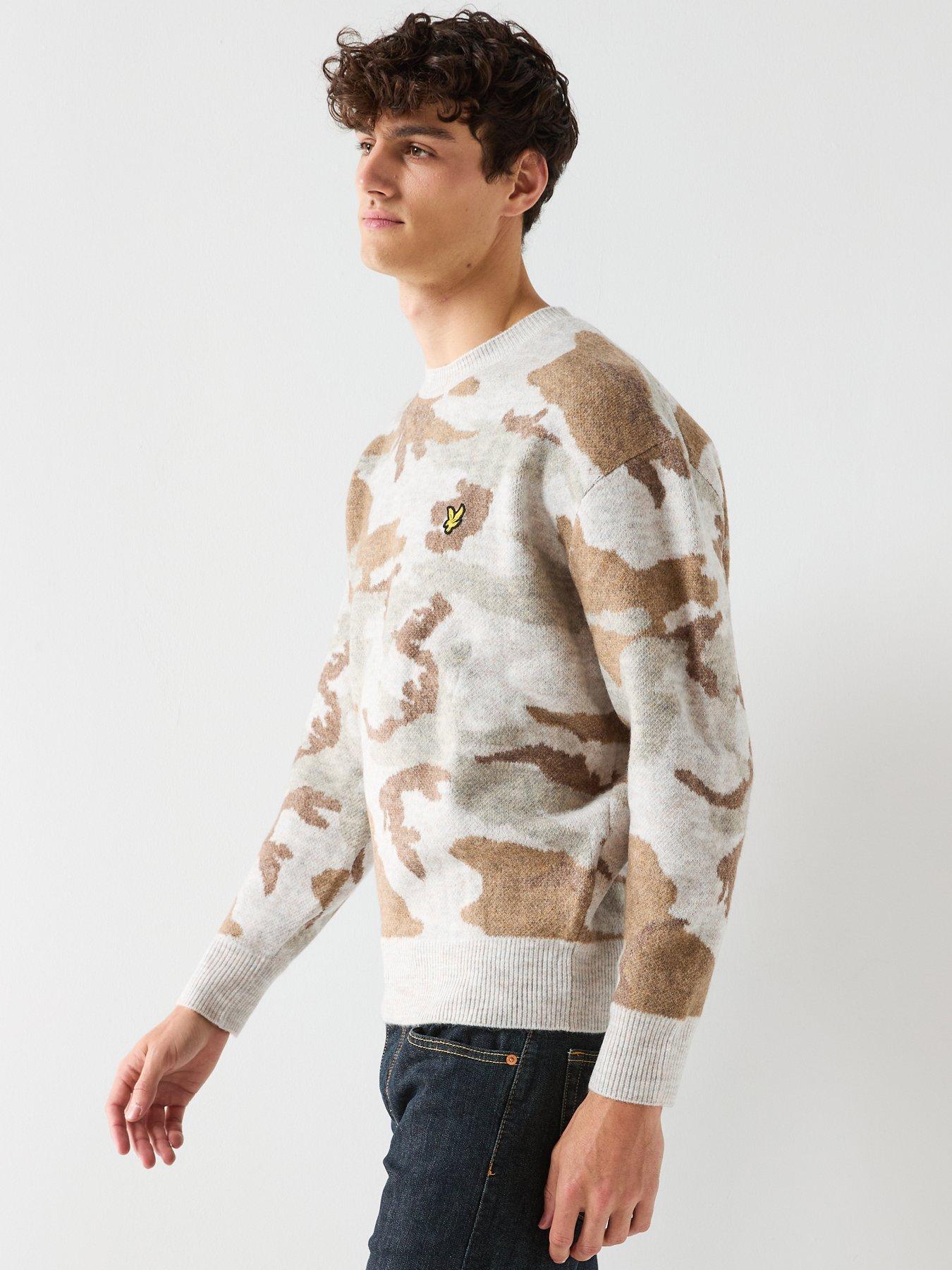 Image 4 of 6 of Lyle & Scott Brushed Camouflage Crew Neck Jumper - Brown