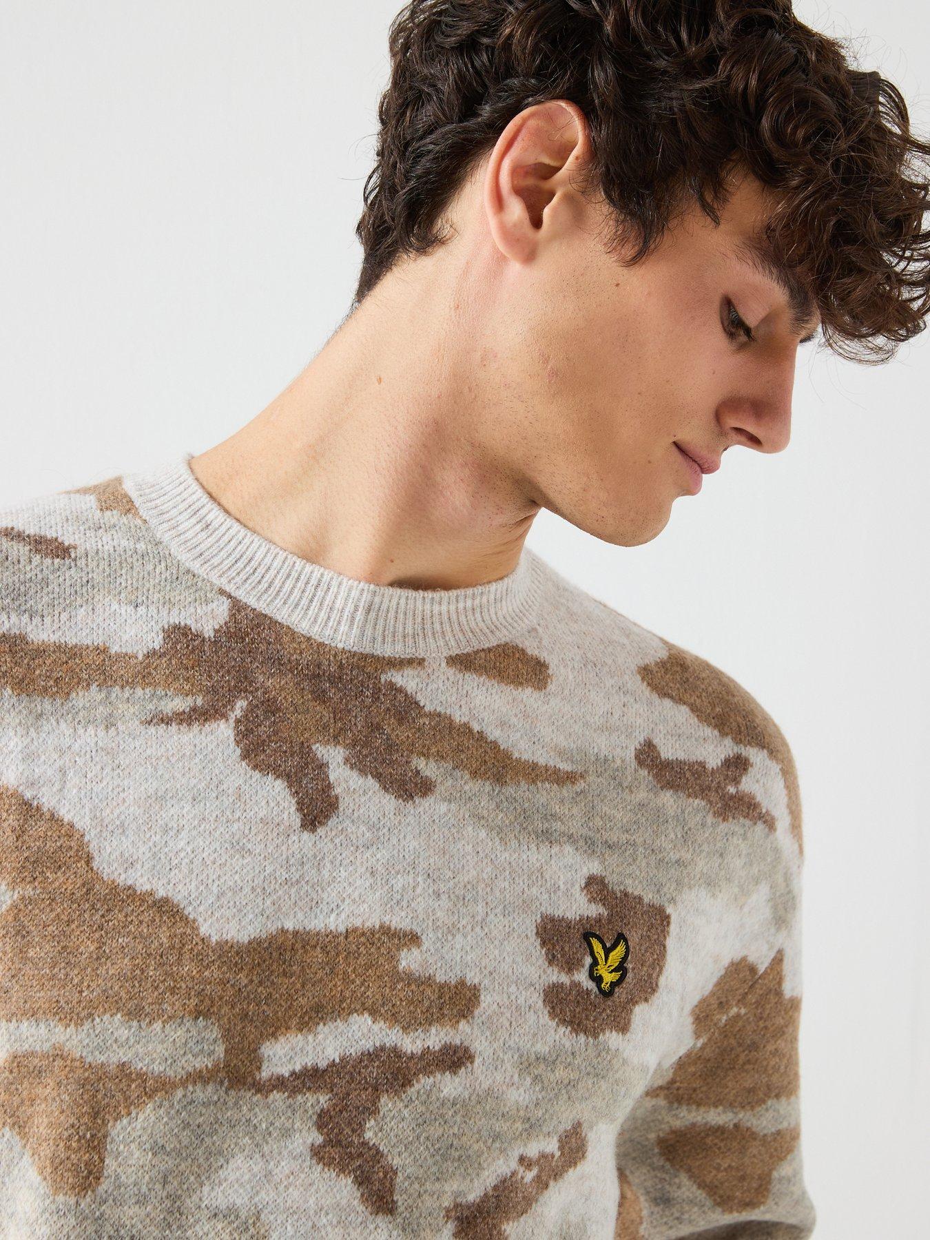 Image 5 of 6 of Lyle & Scott Brushed Camouflage Crew Neck Jumper - Brown