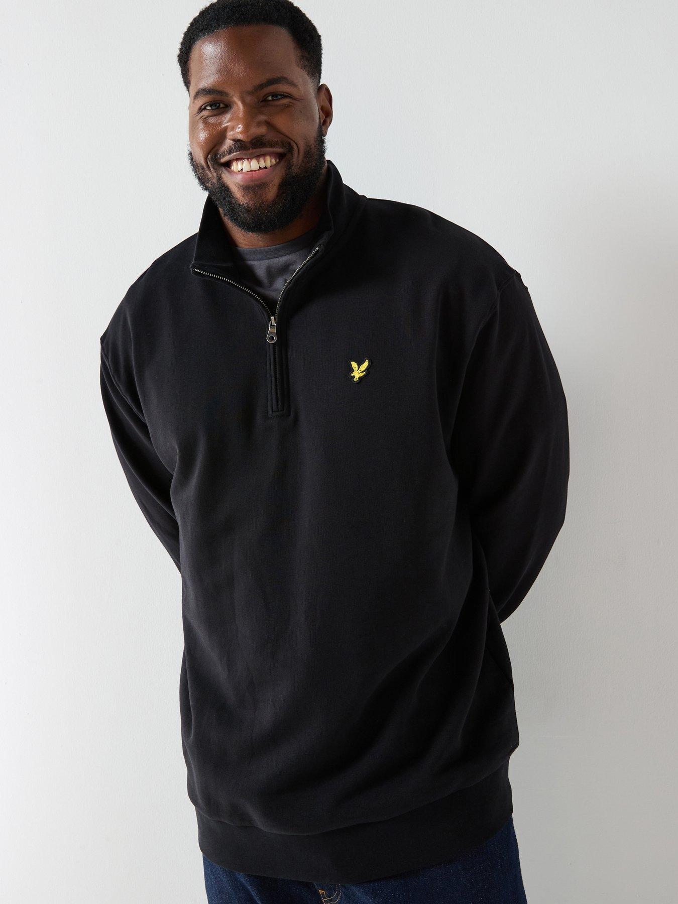 lyle-scott-big-and-tall-loopback-quarter-zip-sweatshirt-blackfront