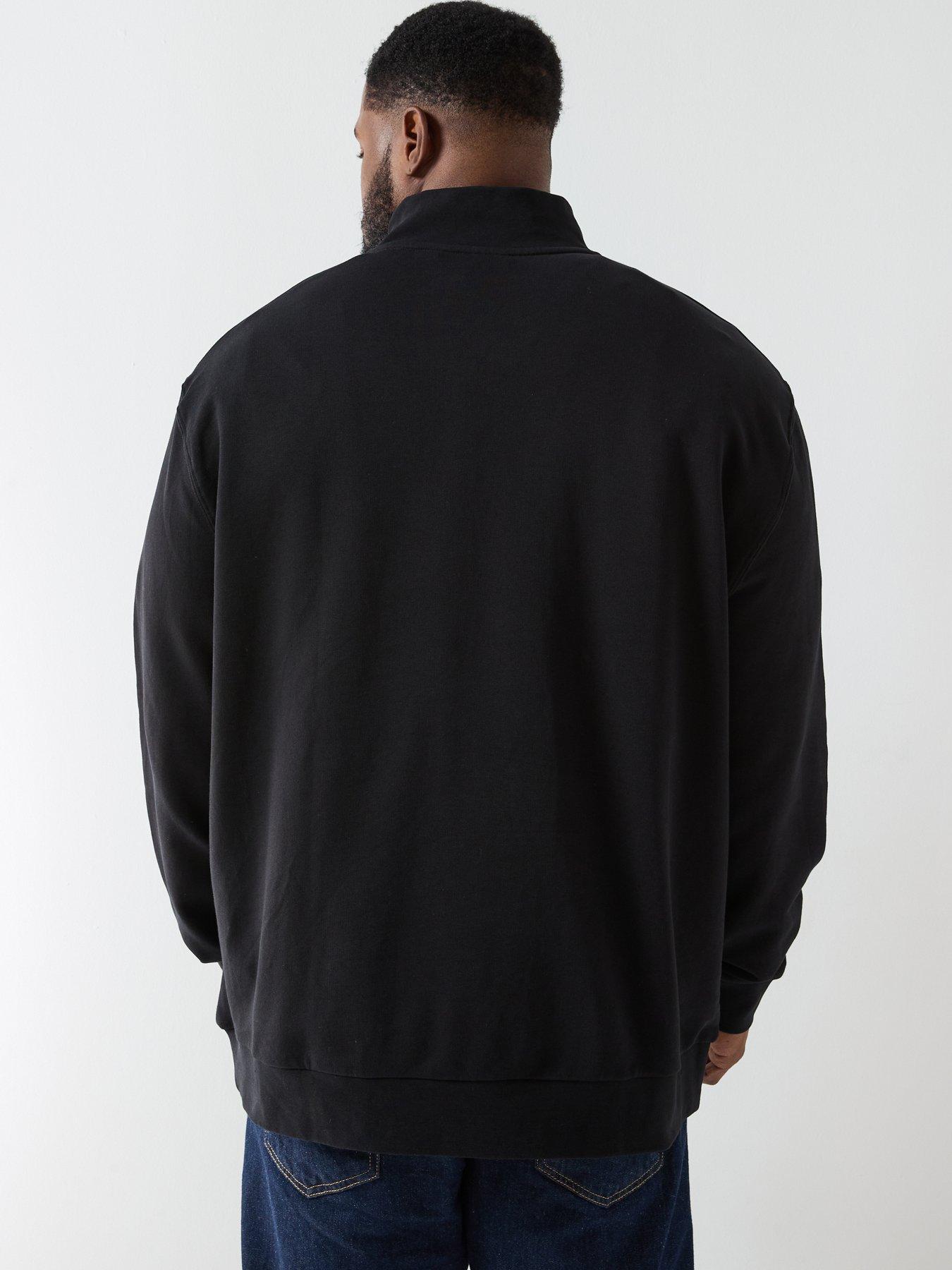 lyle-scott-big-and-tall-loopback-quarter-zip-sweatshirt-blackstillFront