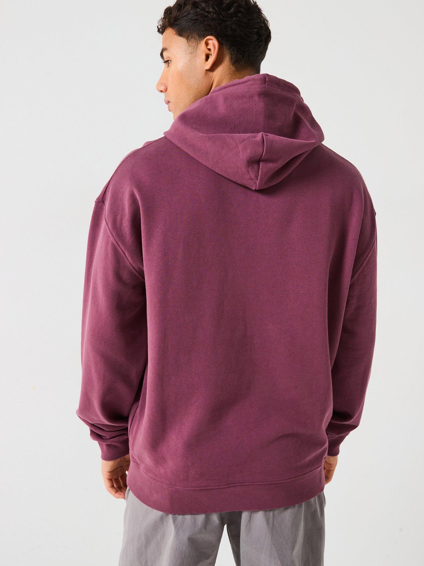 Image 2 of 5 of Lyle & Scott Script Brushback Heavyweight Relaxed Pullover Hoodie - Dark Red