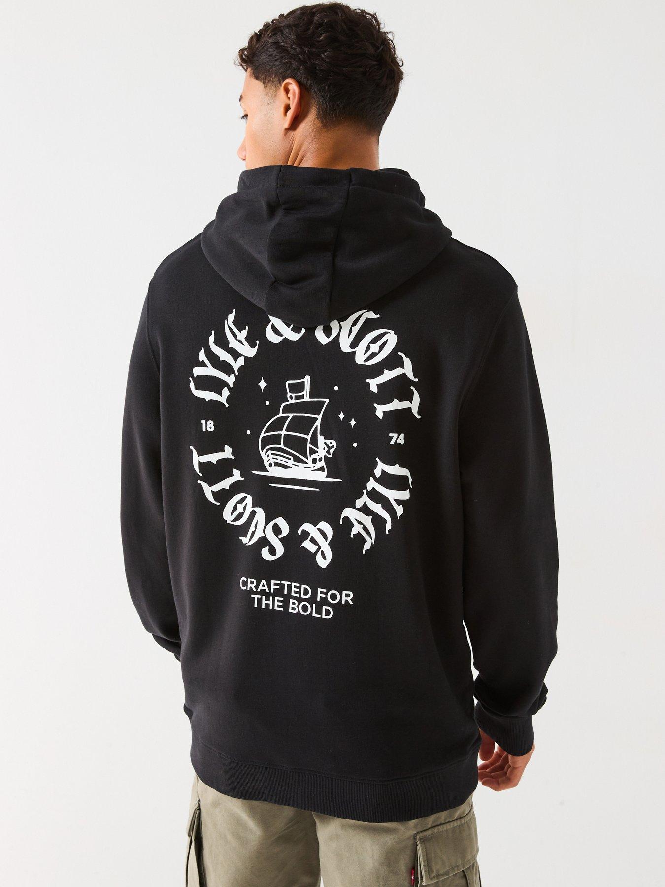 Image 1 of 5 of Lyle & Scott Ship Insignia Graphic Hoodie- Black