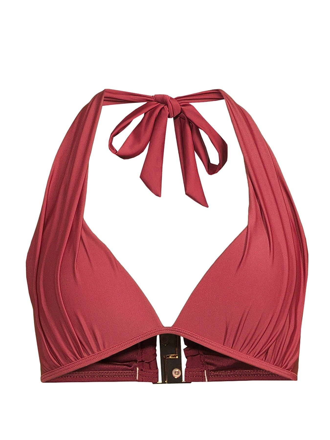 Image 7 of 7 of The Very Collection Padded Tie Neck Bikini Top - Red