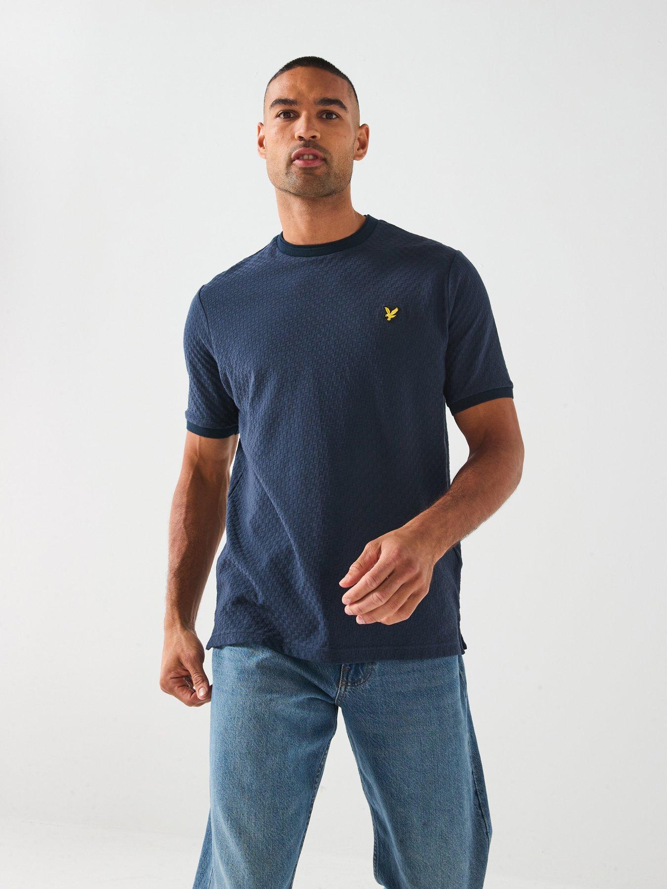 Lyle & Scott Football Jacquard Relaxed Fit T-Shirt- Navy