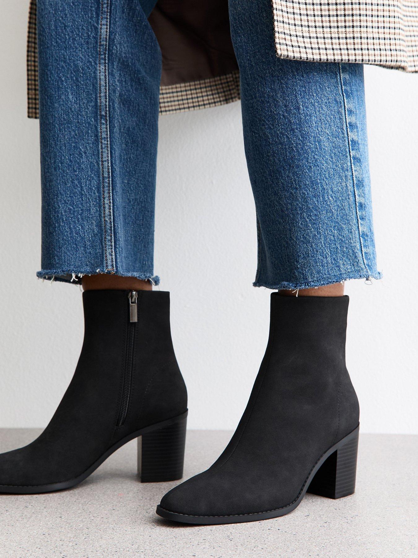 new-look-faux-suede-almond-toe-ankle-boots-black