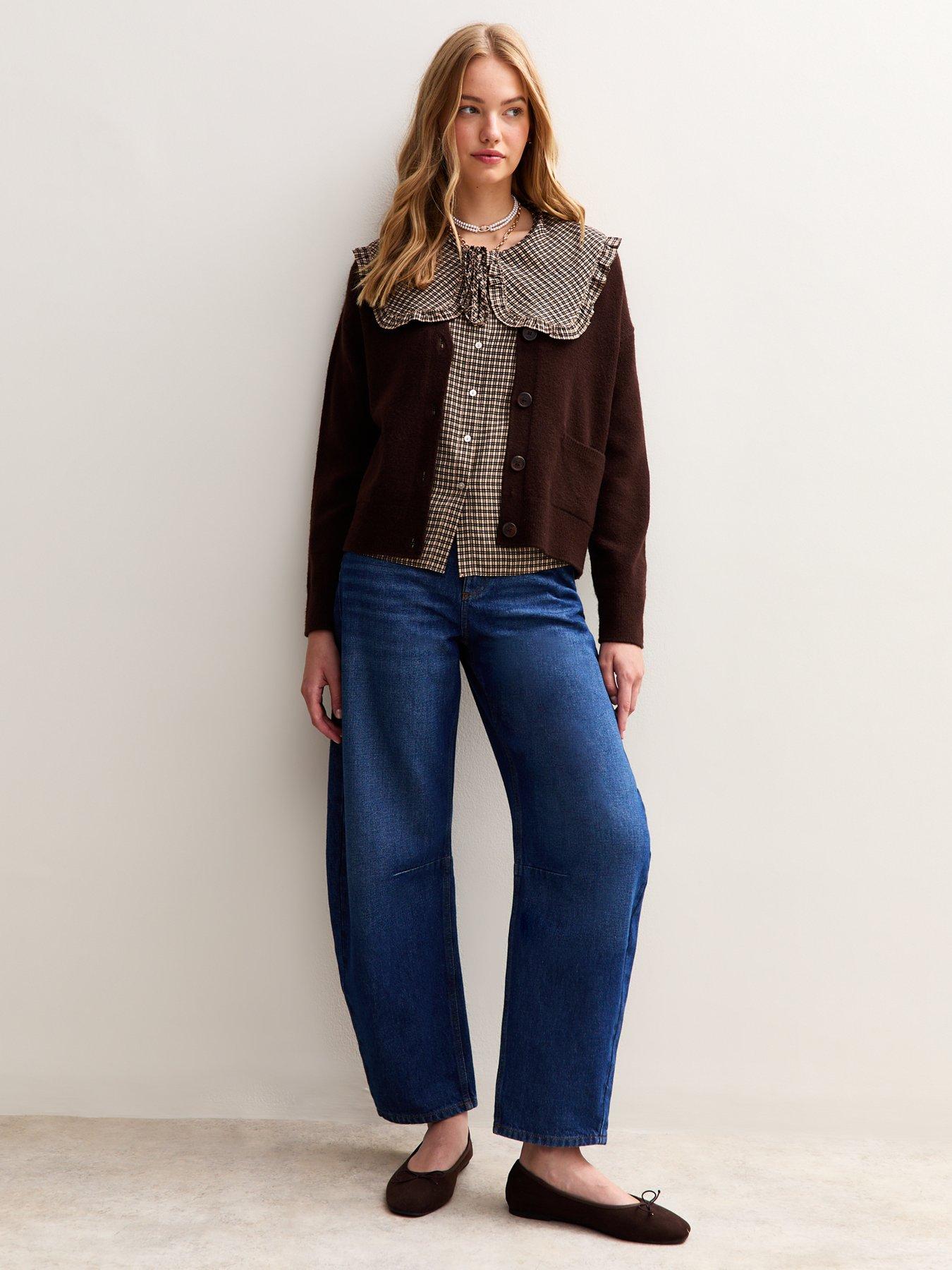 new-look-checked-print-frill-collar-shirt-brownback