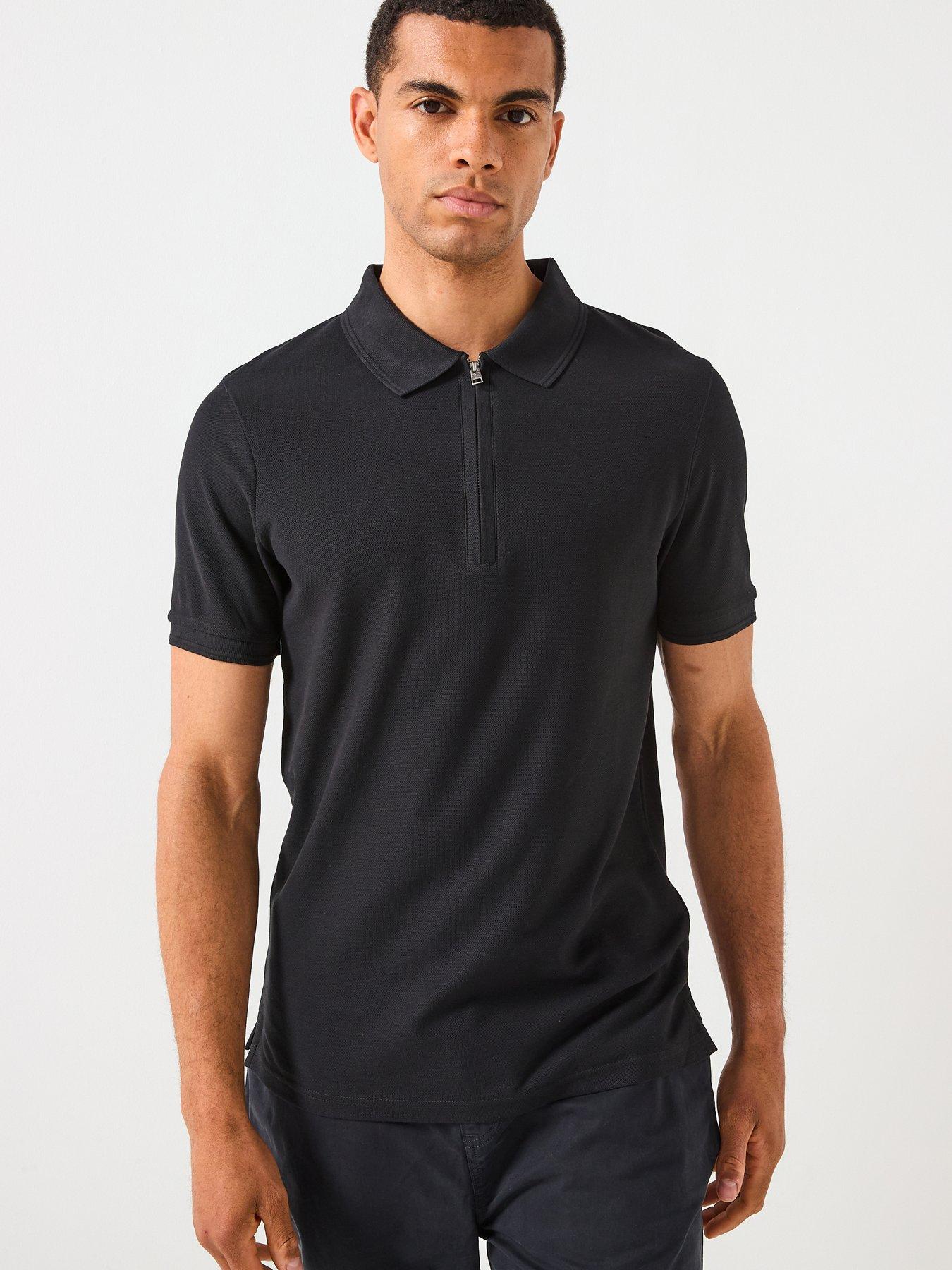 Lyle & Scott Ottoman Half Zip Polo Shirt - Black