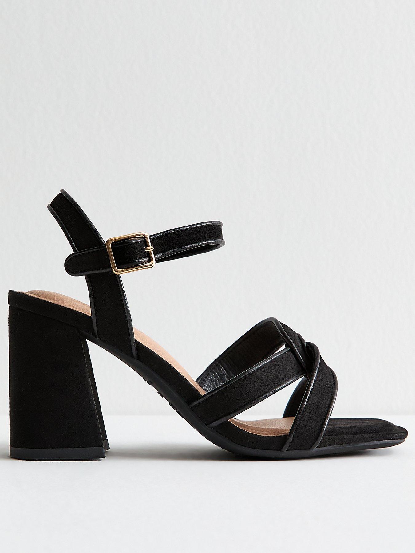 New Look Wide Fit Black Twist Strap Block Heel Sandals | Very Ireland
