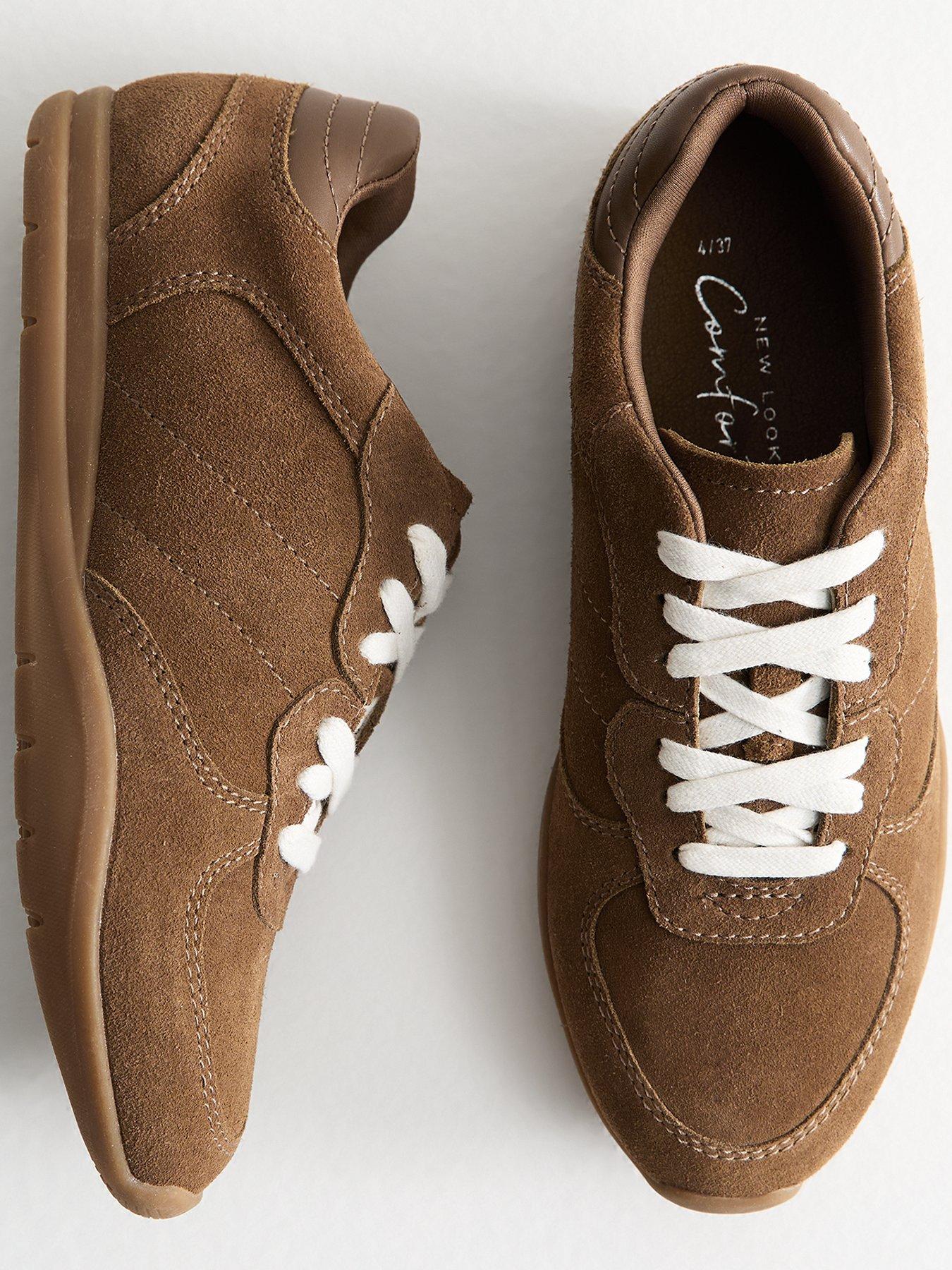 Image 4 of 6 of New Look Tan Suede Lace Up Trainers