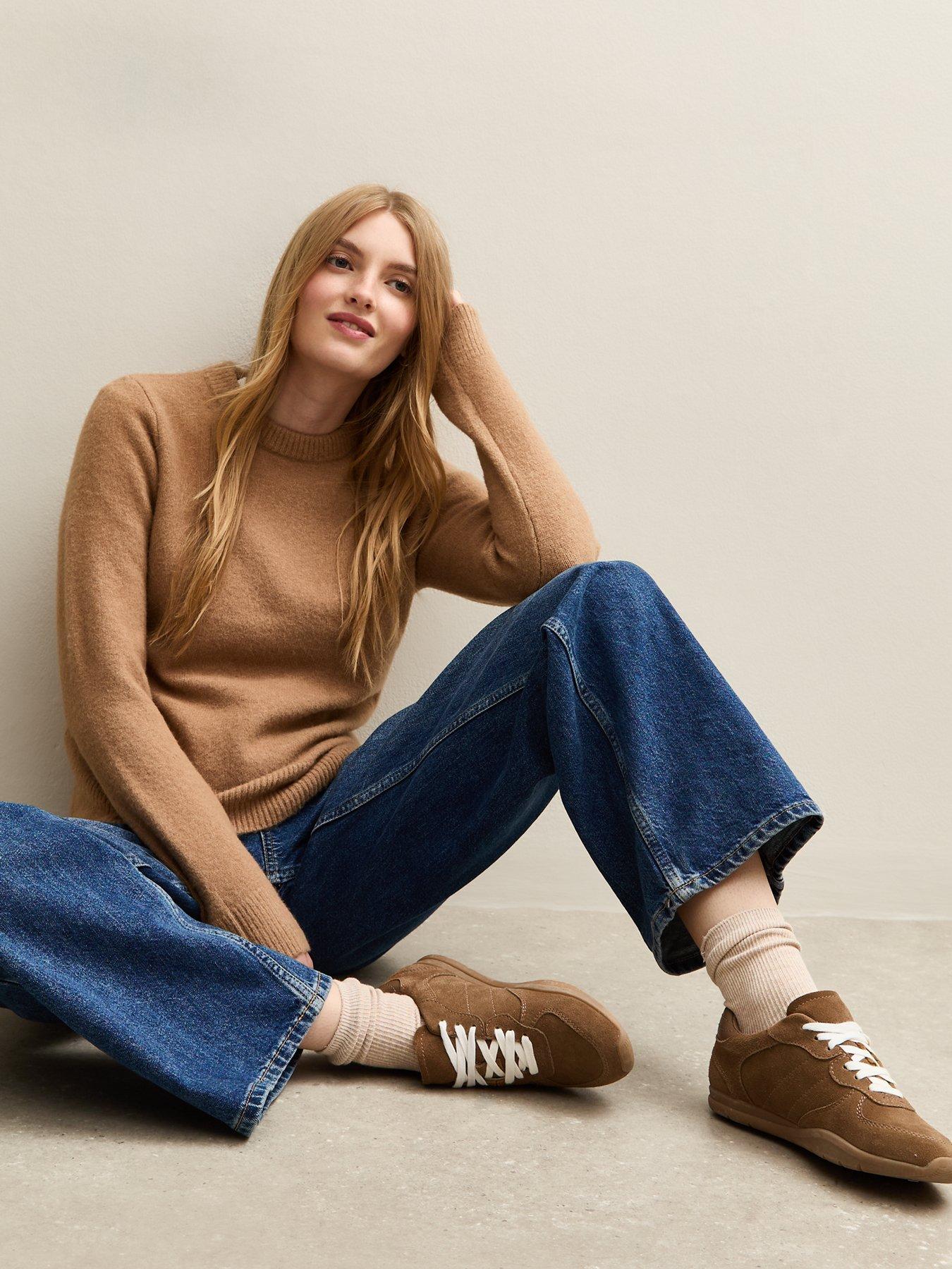 Image 5 of 6 of New Look Tan Suede Lace Up Trainers