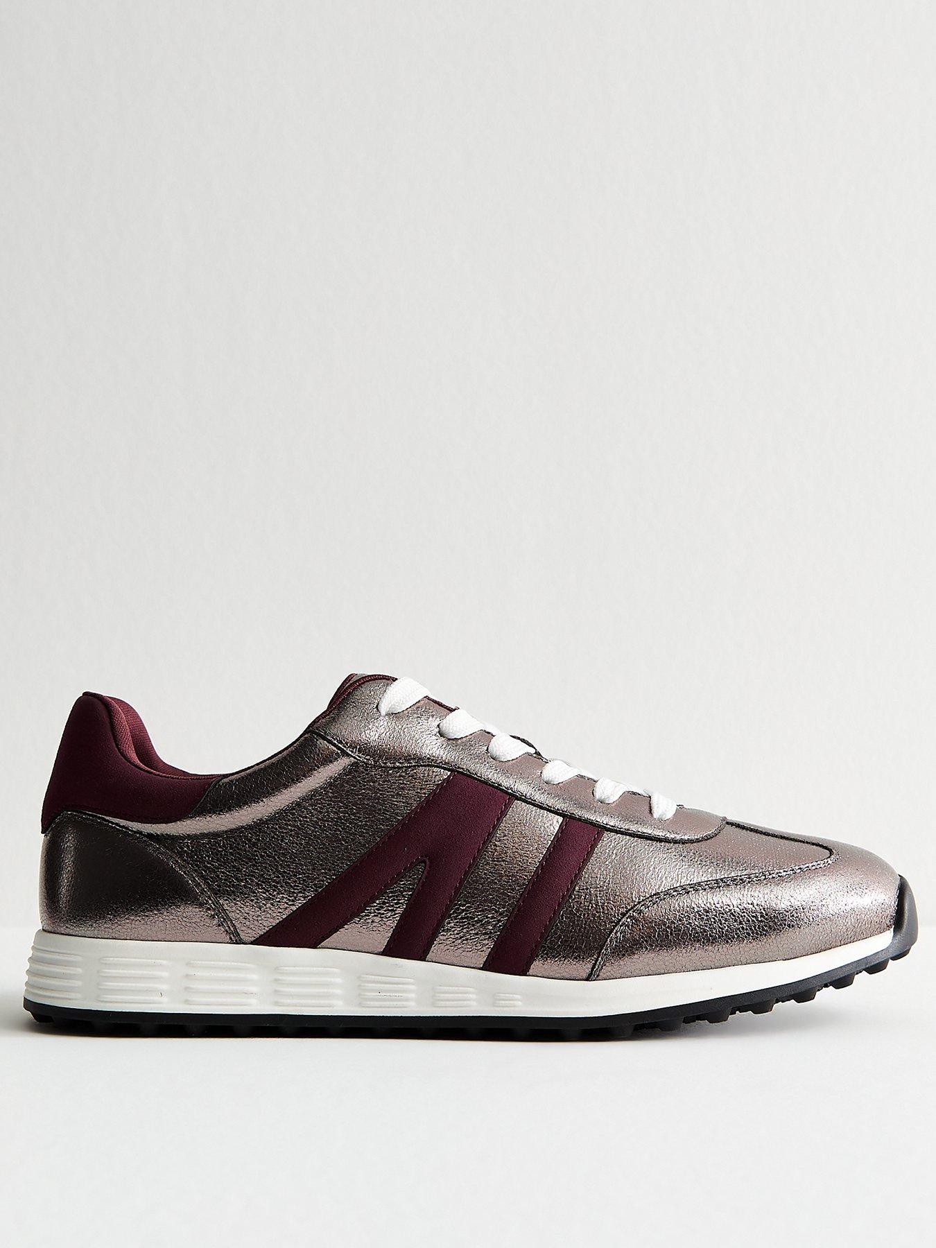 New Look Grey Faux Leather Lace Up Trainers