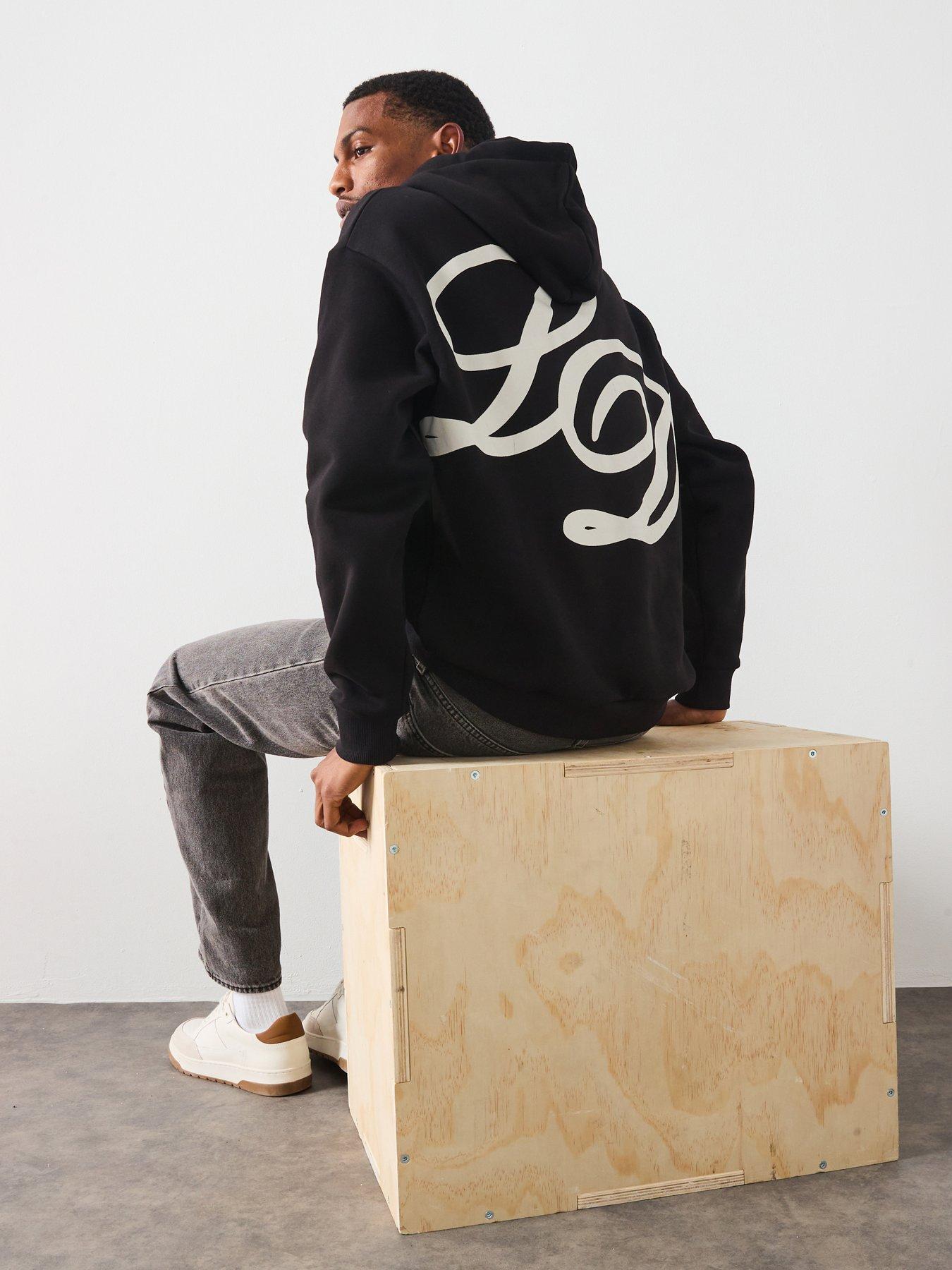 Les Deux Danton Large Back Initial Overhead Hoodie - Black