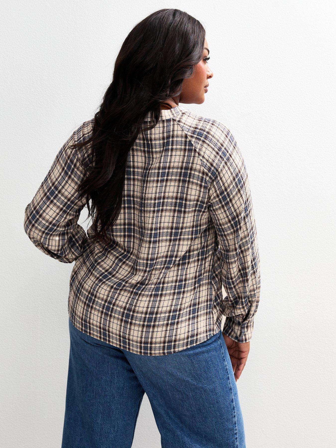 new-look-curves-blue-checked-tie-neck-blousestillFront