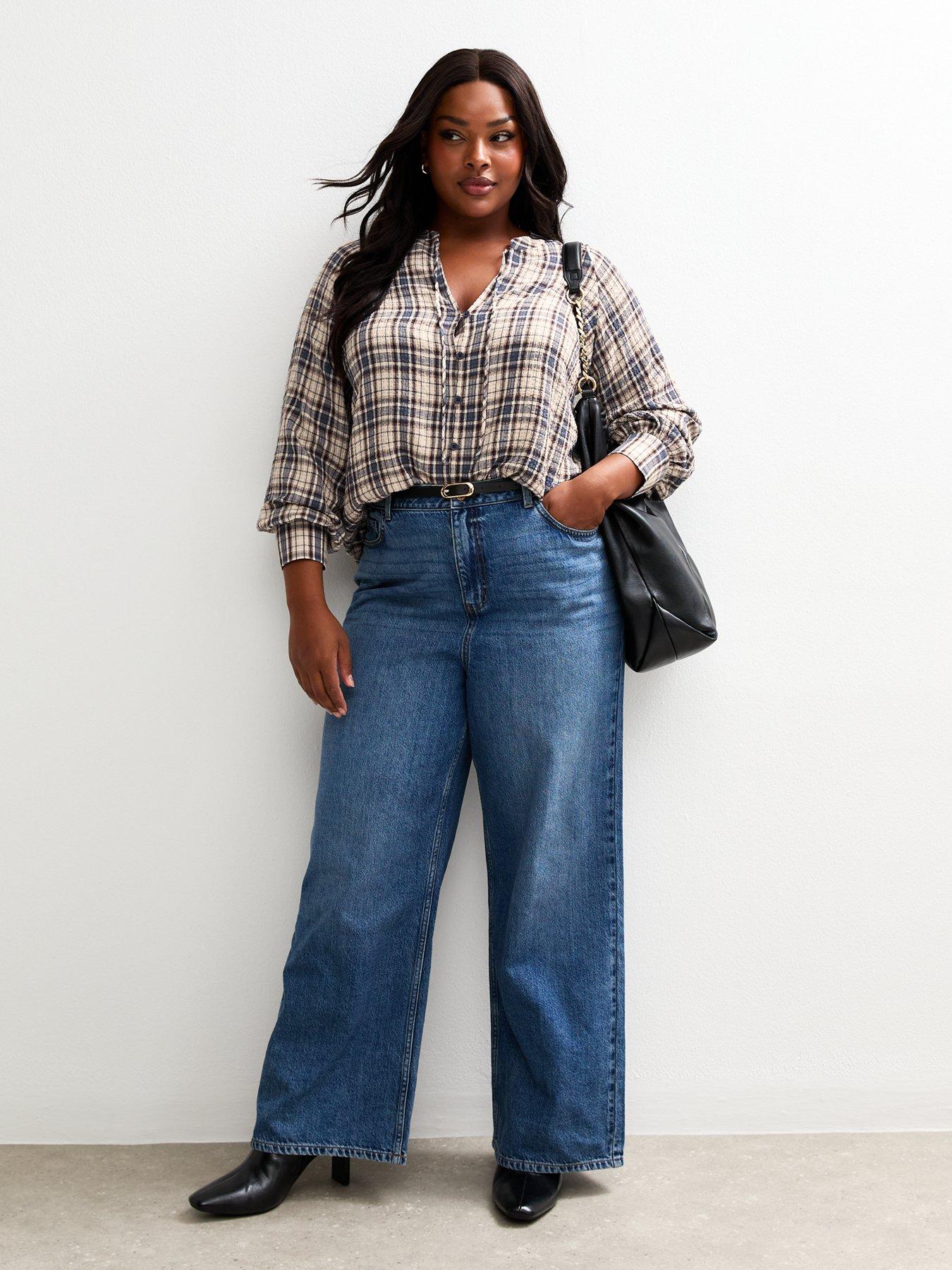 new-look-curves-blue-checked-tie-neck-blousedetail