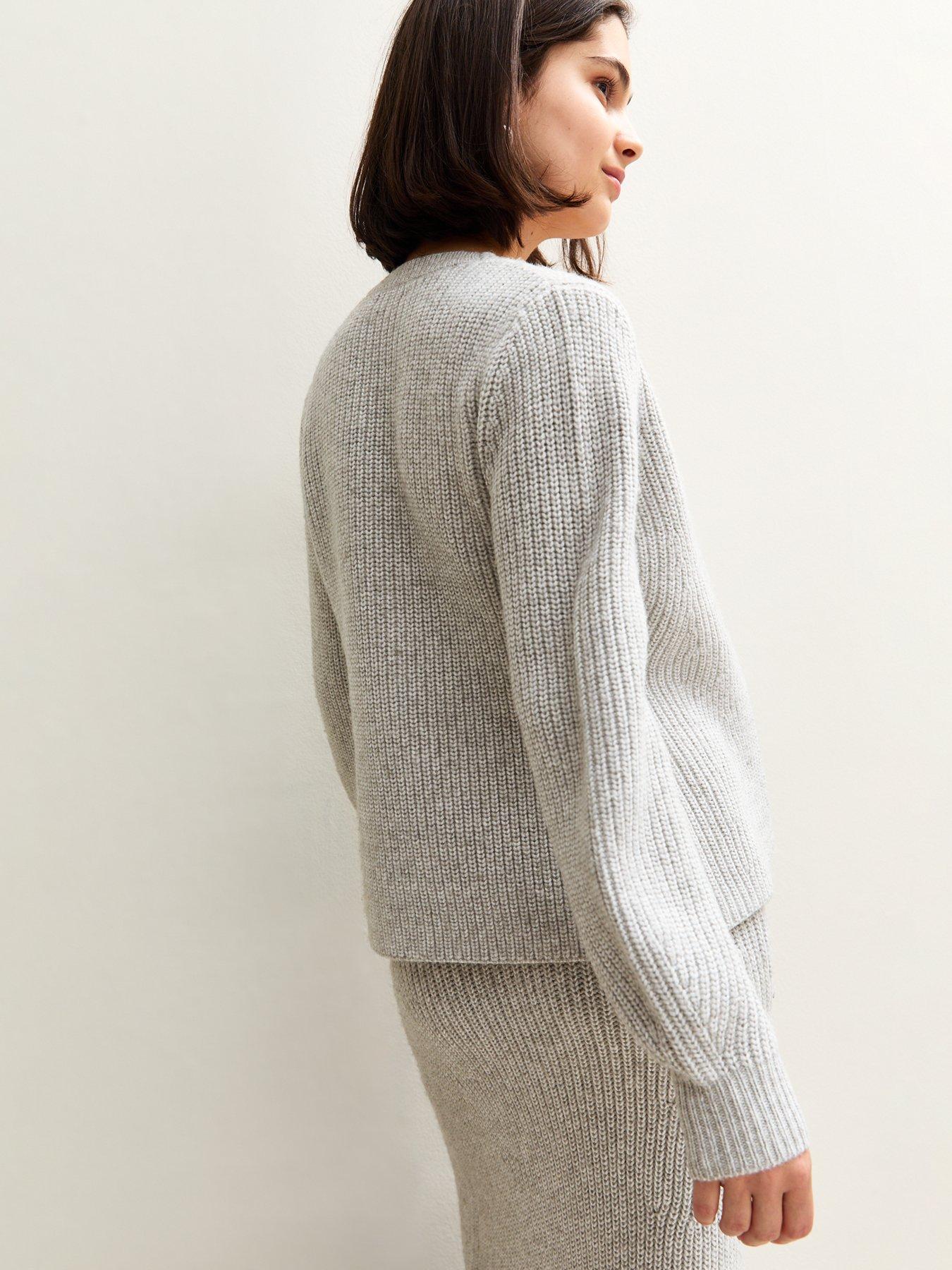 new-look-grey-ribbed-knit-single-button-cardigan-greystillFront