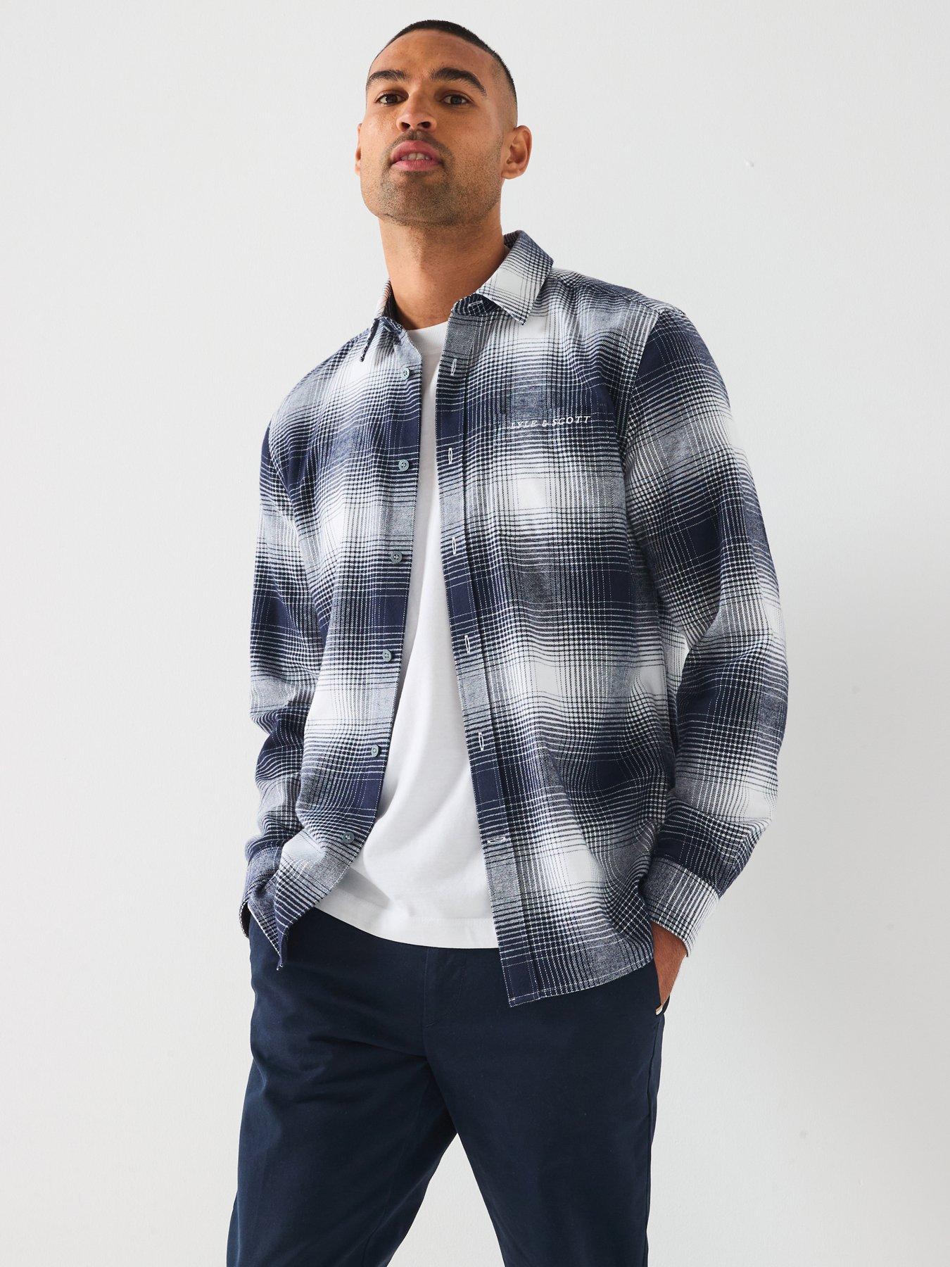 lyle-scott-ombre-check-flannel-shirt-dark-bluefront