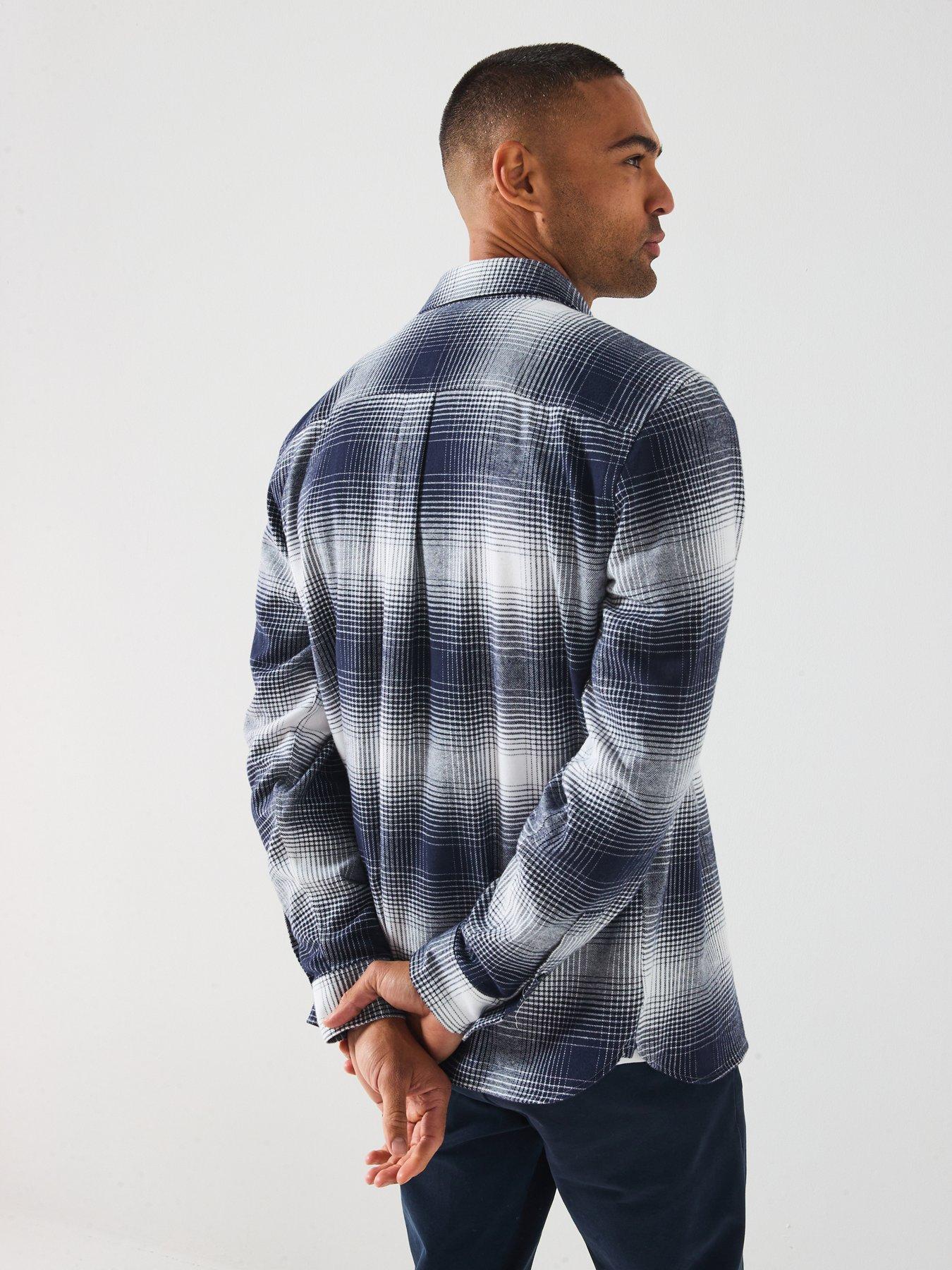 lyle-scott-ombre-check-flannel-shirt-dark-bluestillFront