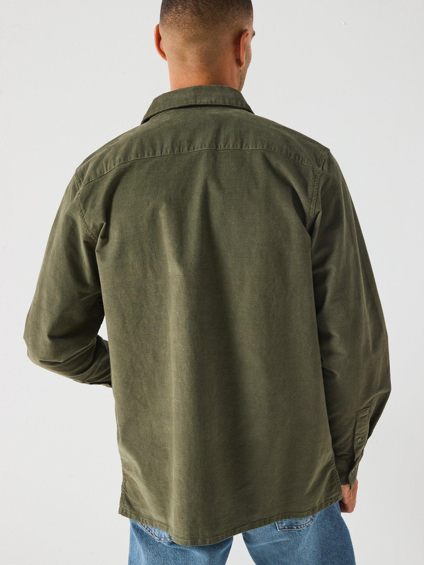 lyle-scott-needle-cord-waffle-textured-shirt-dark-greenstillFront