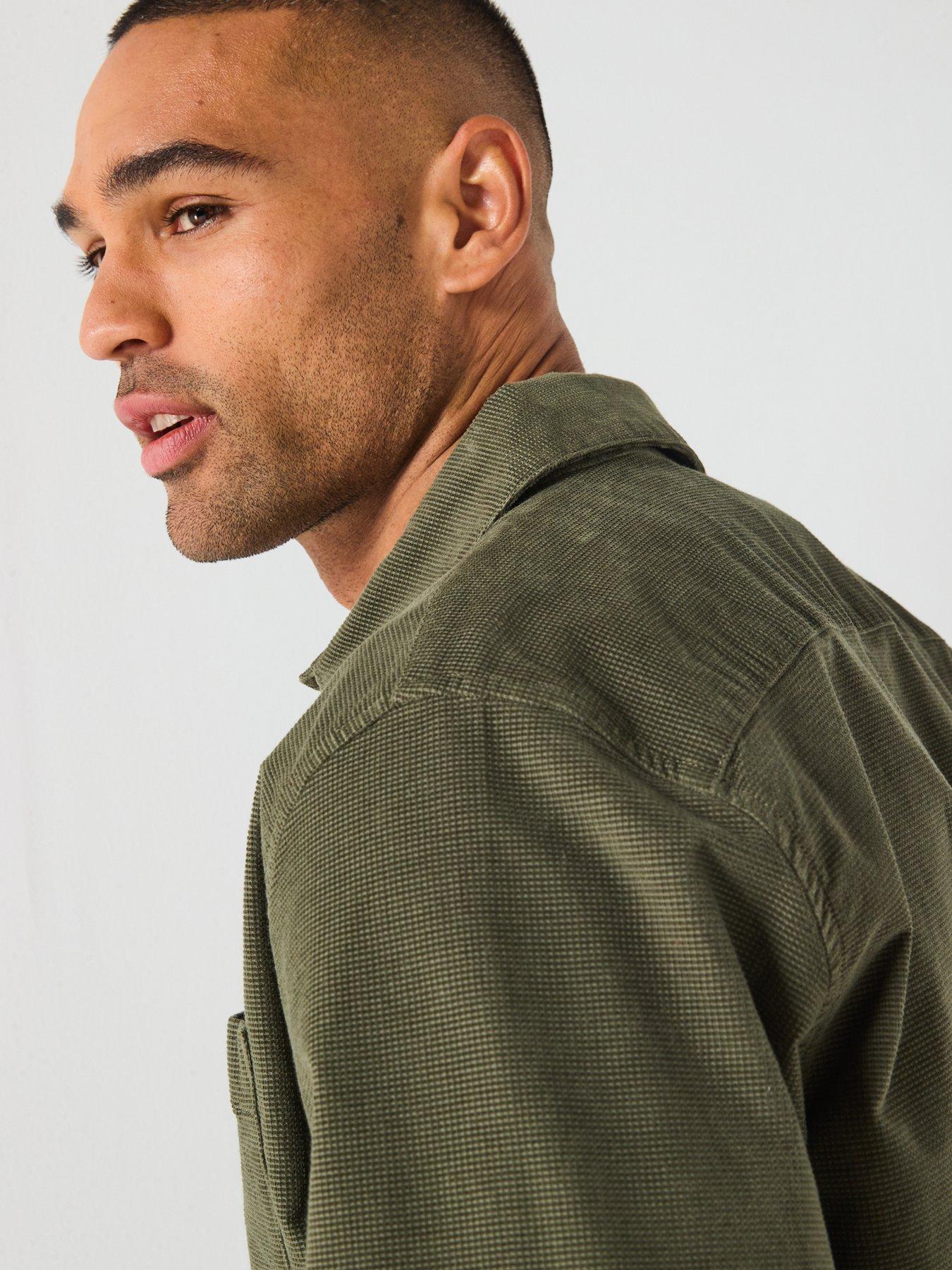 lyle-scott-needle-cord-waffle-textured-shirt-dark-greenoutfit