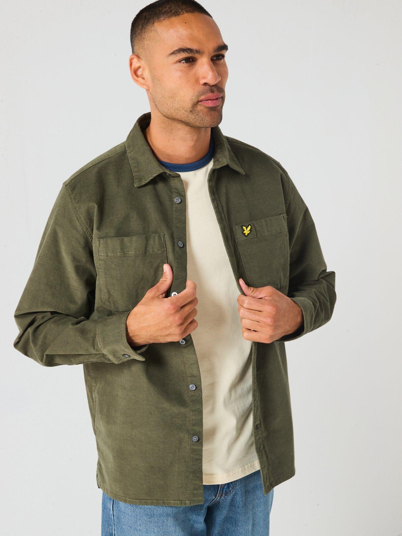 lyle-scott-needle-cord-waffle-textured-shirt-dark-greendetail