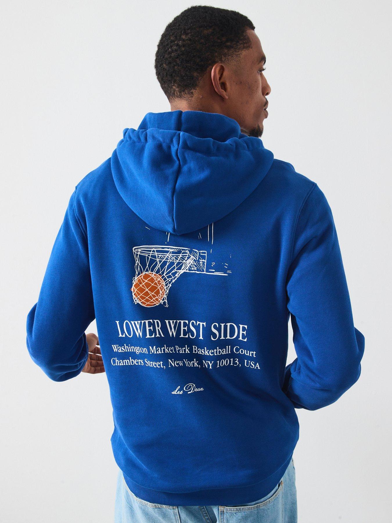 Les Deux West Side Back Graphic Overhead Hoodie - Bright Blue