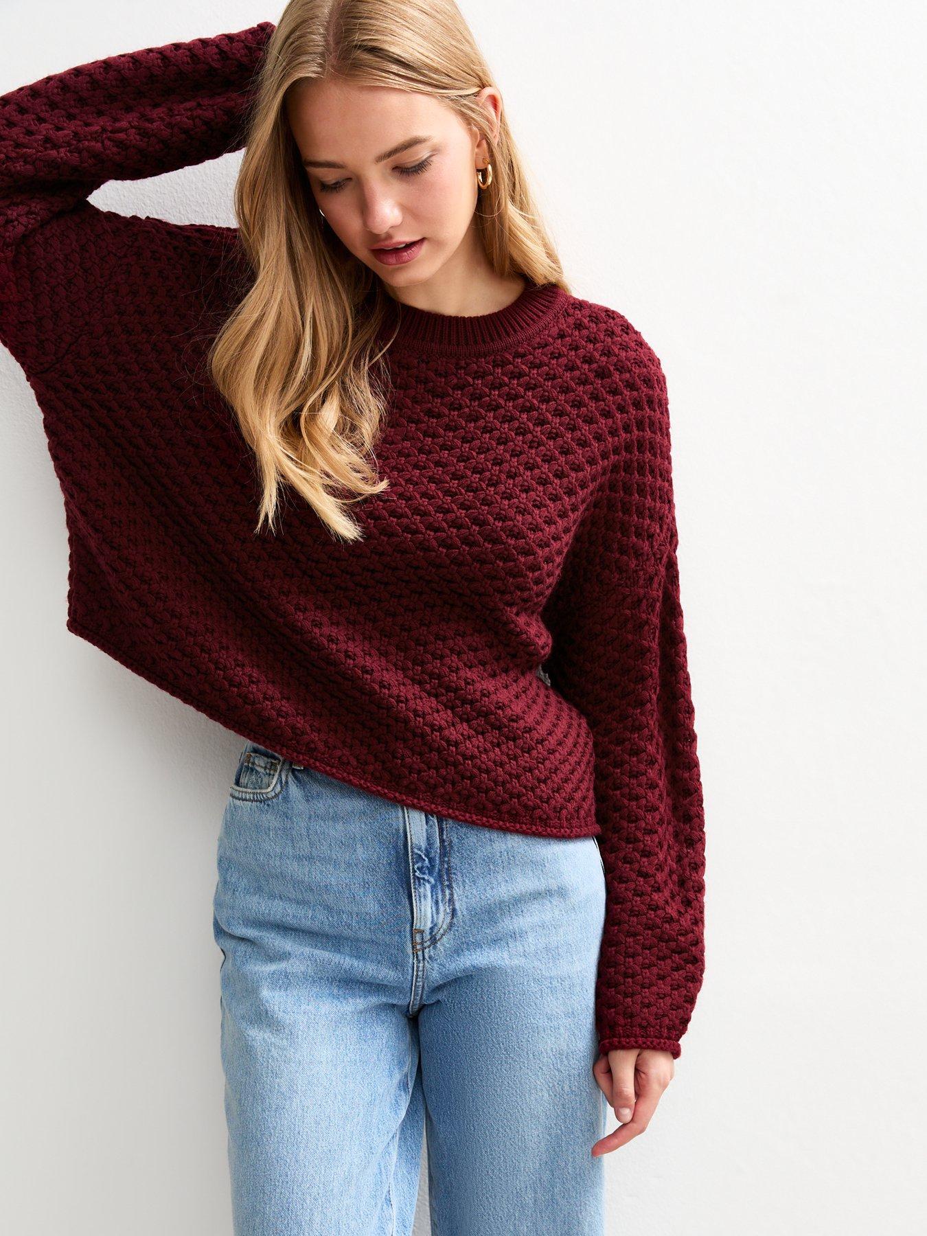 new-look-burgundy-stitch-knit-jumper