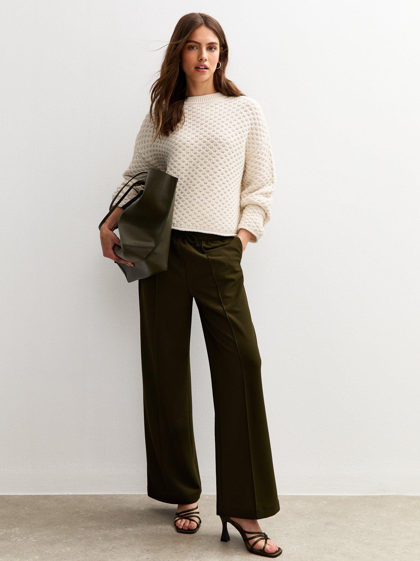 new-look-off-white-moss-stitch-crew-neck-jumperback