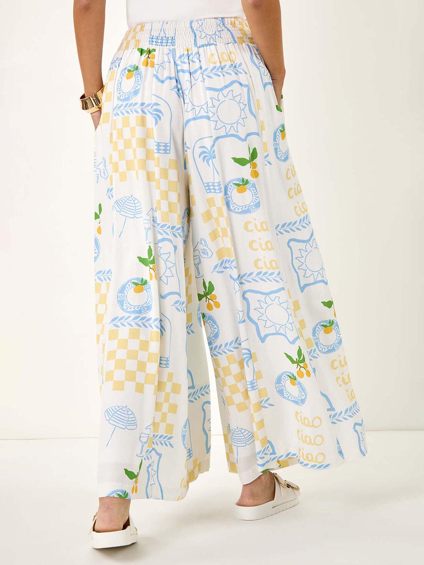 Image 2 of 5 of Roman Dusk Citrus Wide Leg Trouser - White
