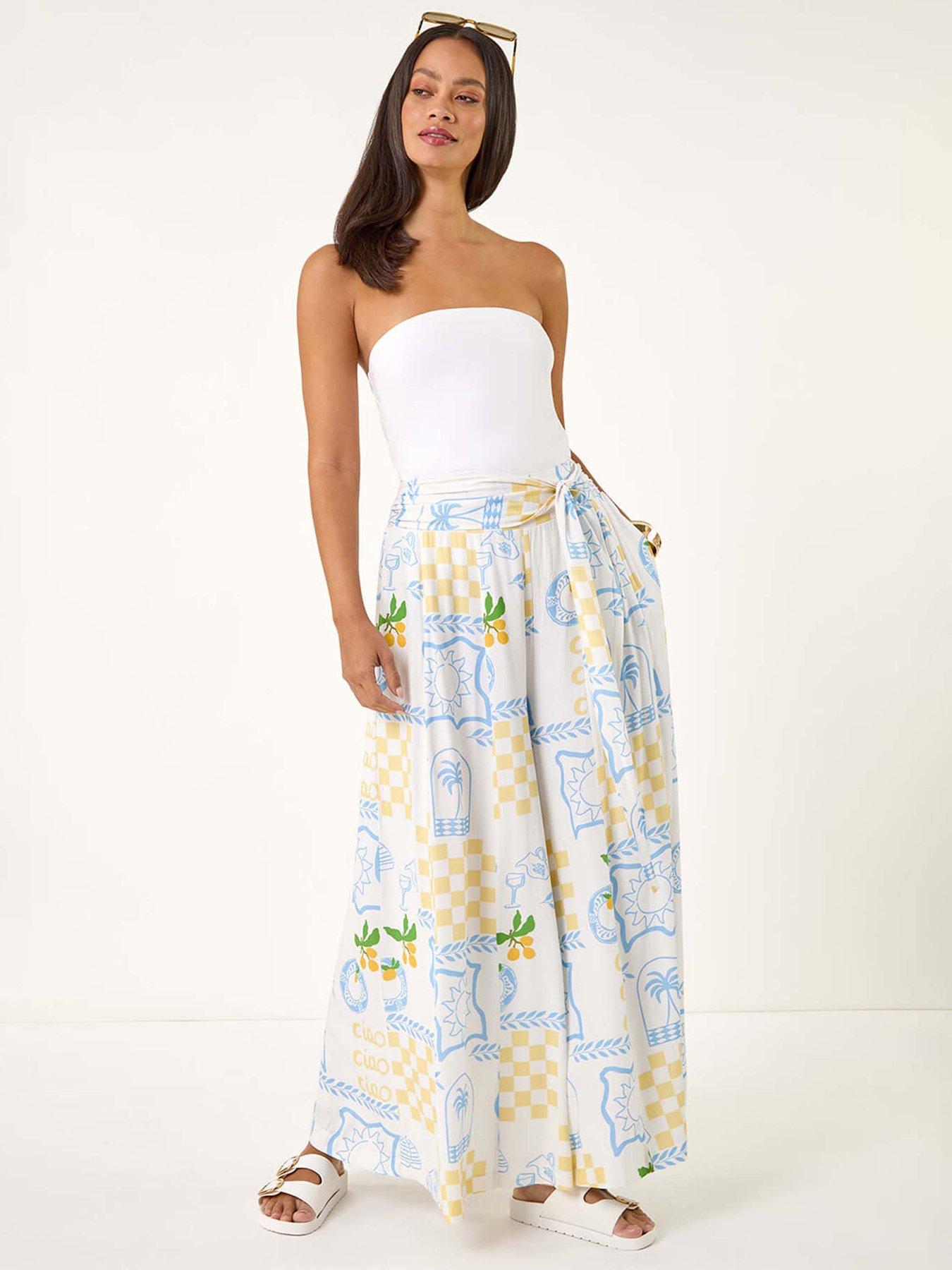 Image 3 of 5 of Roman Dusk Citrus Wide Leg Trouser - White