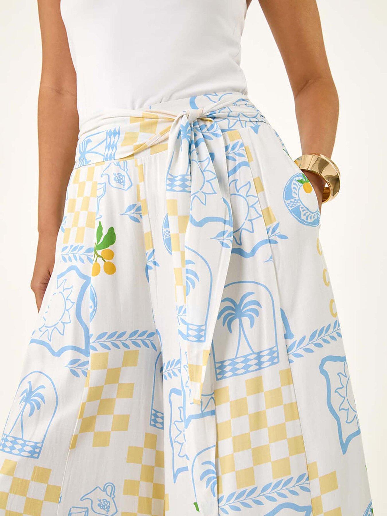 Image 5 of 5 of Roman Dusk Citrus Wide Leg Trouser - White