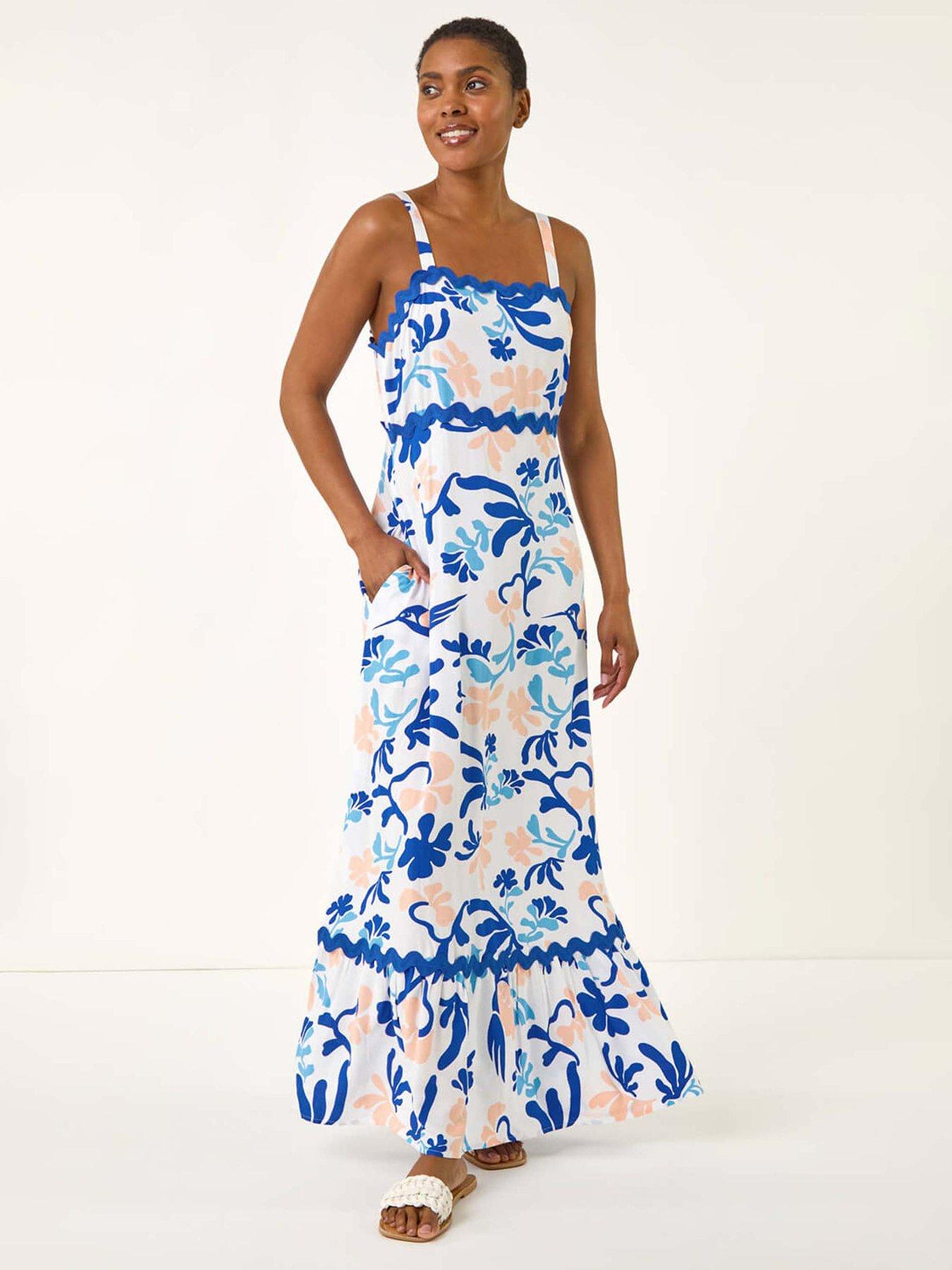 undefined Abstract Ric Rac Maxi Dress - Blue