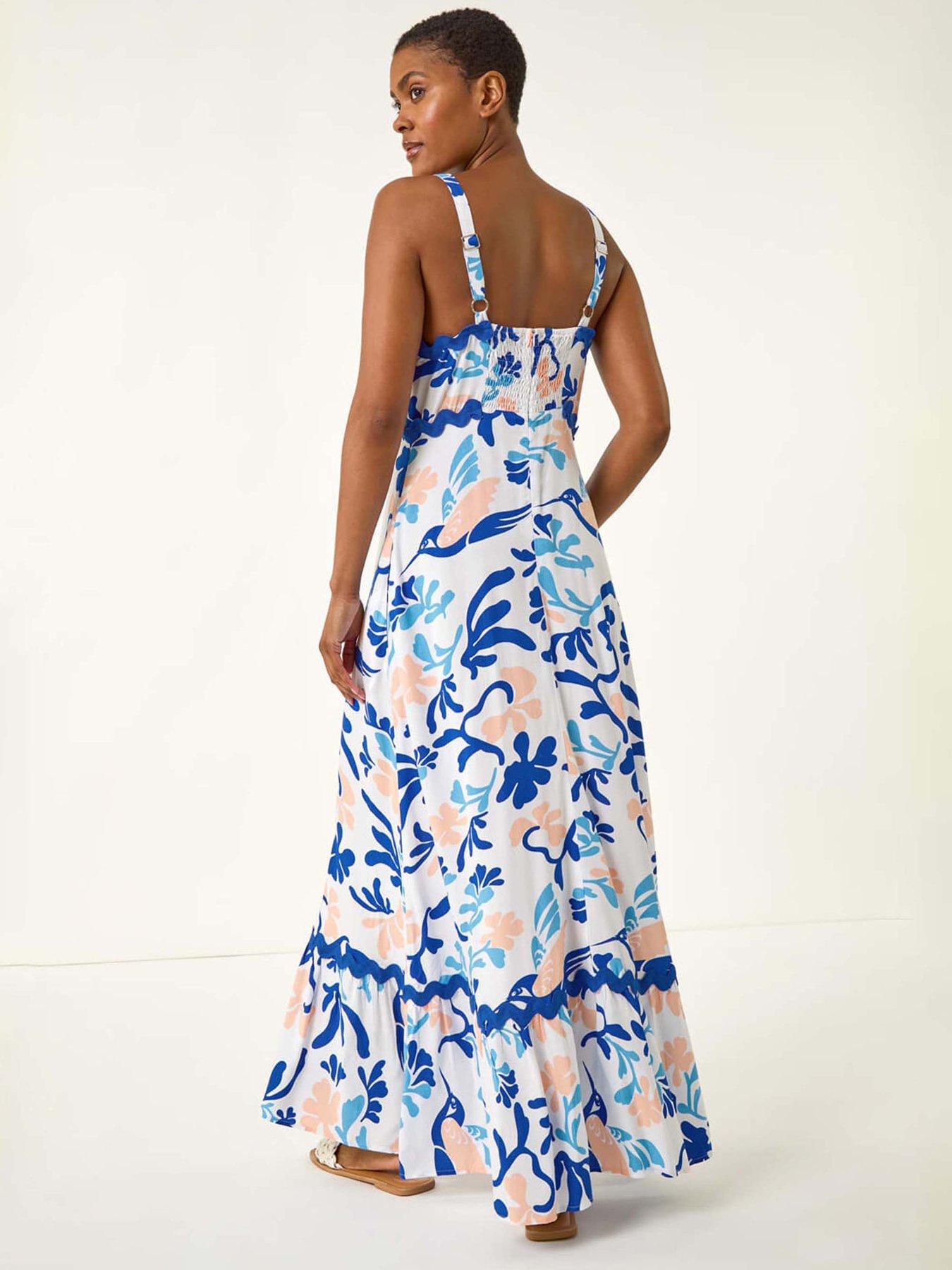 Image 2 of 5 of Roman Abstract Ric Rac Maxi Dress - Blue