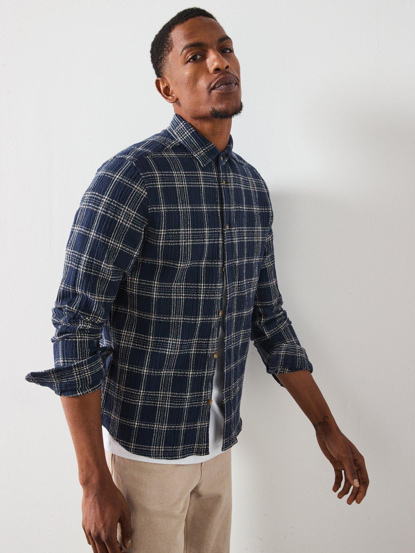 les-deux-kash-textured-check-overshirt-navy