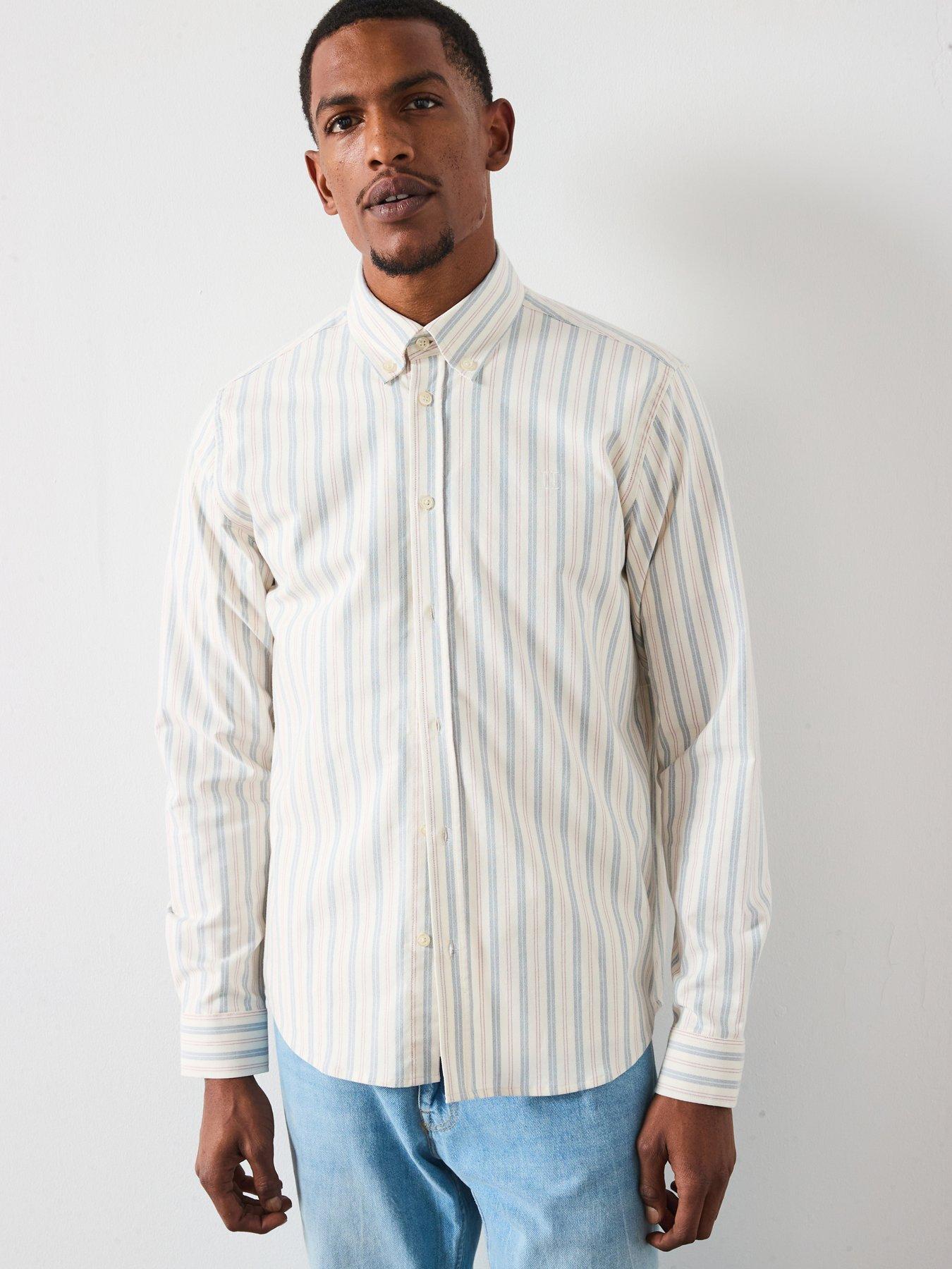 Les Deux Konrad Striped Oxford Shirt - Light Beige