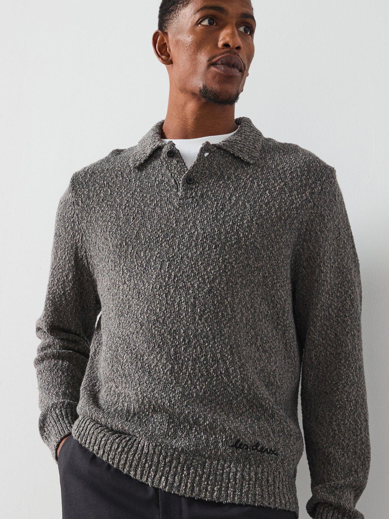 Les Deux Billy Mouline Knitted Polo Shirt - Dark Grey