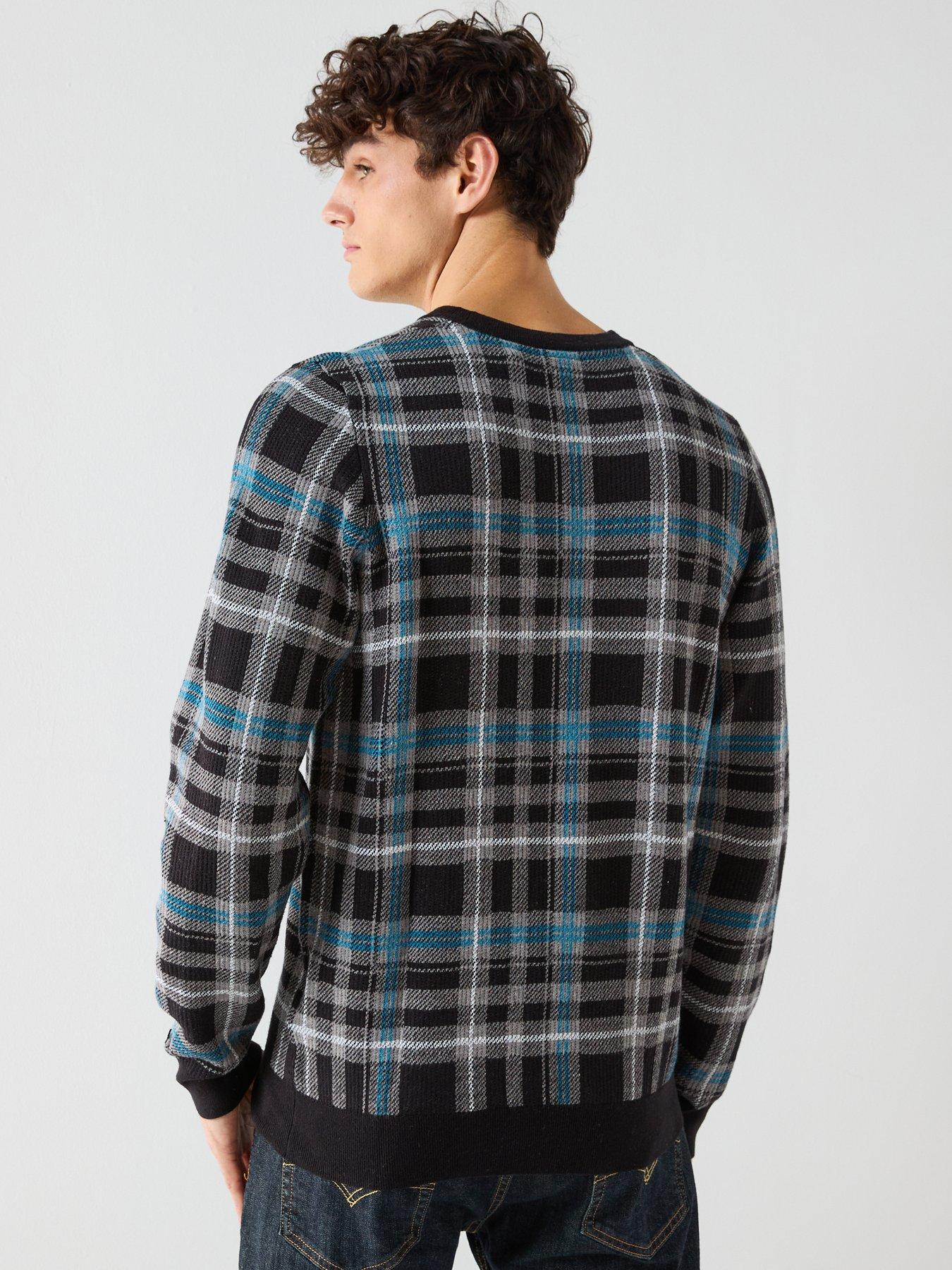 lyle-scott-knitted-jacquard-tartan-crew-neck-jumper-black-multistillFront